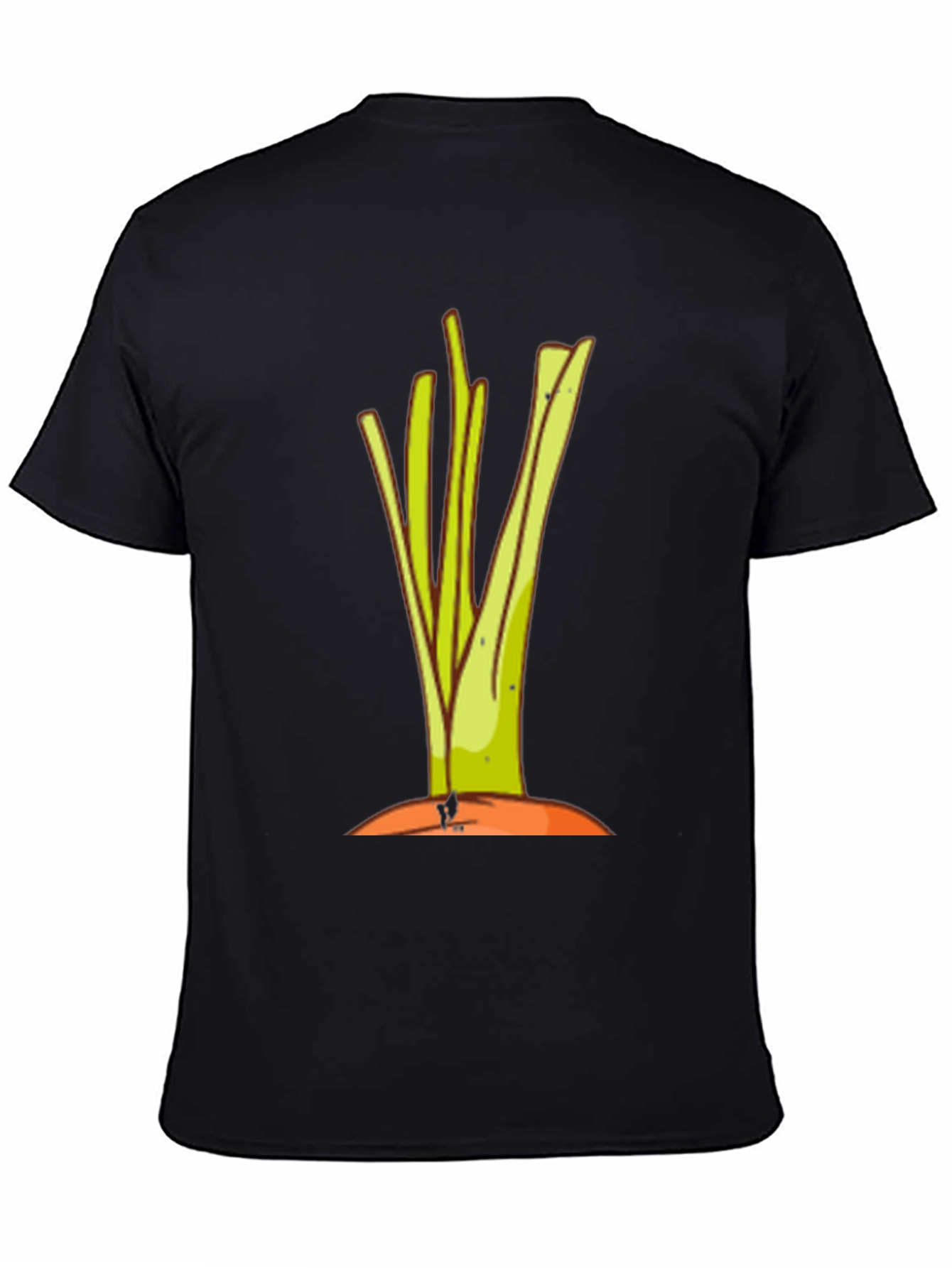 Cartoon Leek Graphic Black Tee - 4