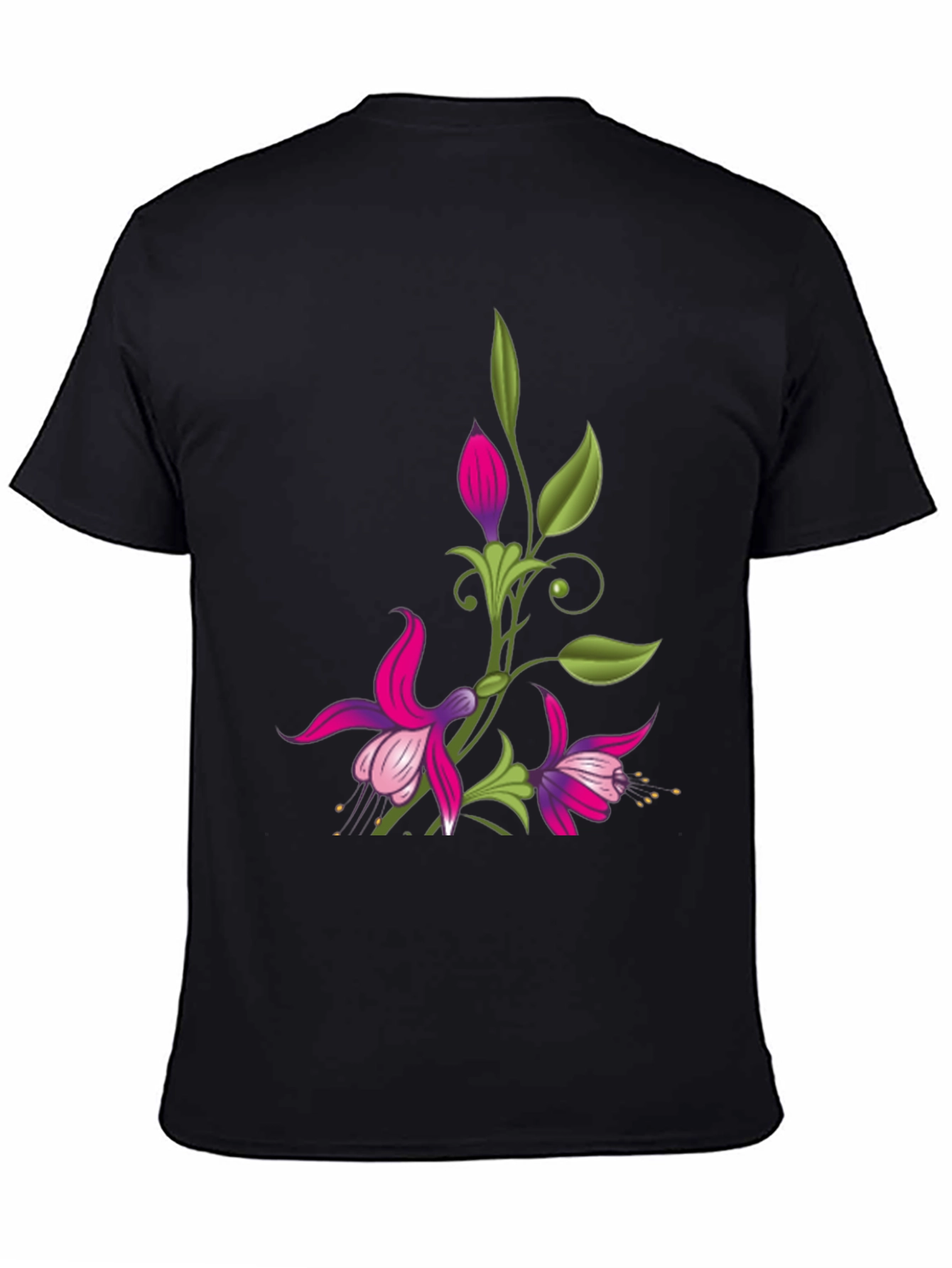 Black Floral Graphic Black T-Shirt view 4