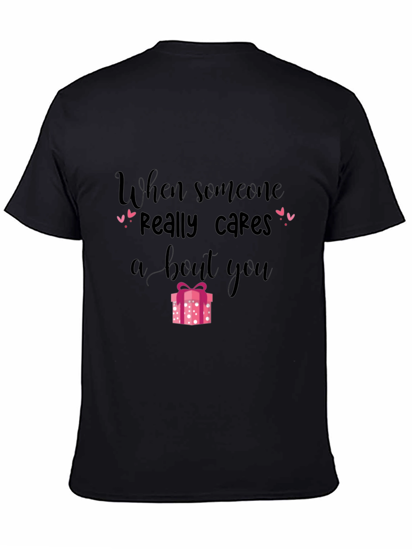 Black Caring Hearts Graphic T-Shirt - Gift Design view 4