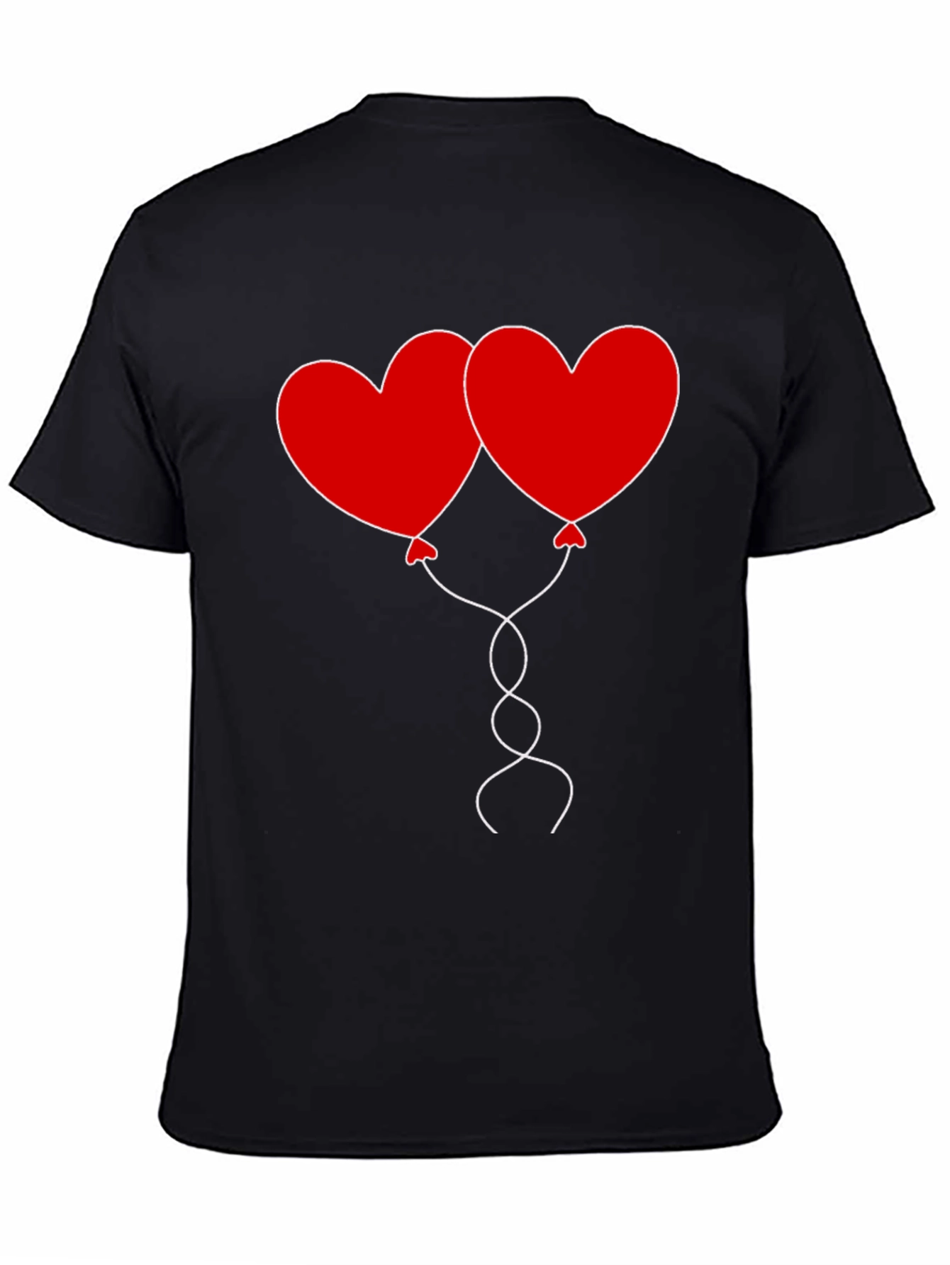 Black Heart Balloons Graphic Tee - Black Cotton Casual Shirt view 4