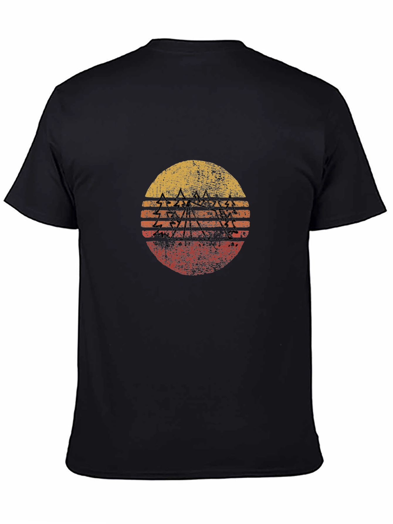 Black Retro Sunset Mountain Graphic Tee view 4