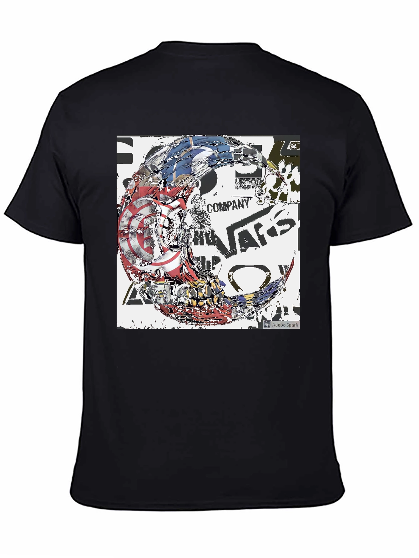 Black Abstract Graphic Print Black Tee view 4