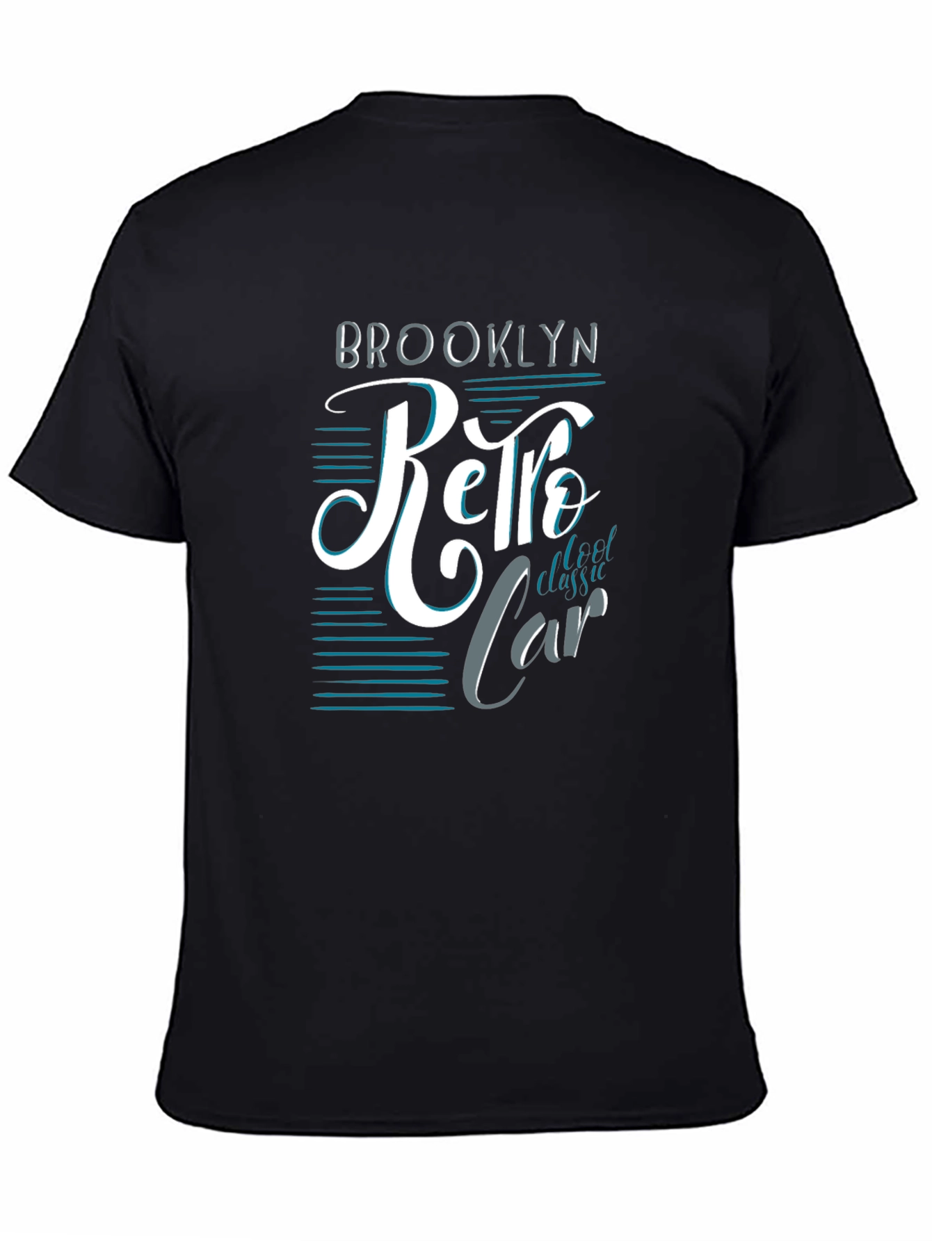 Black Brooklyn Retro Classic Car T-Shirt view 4