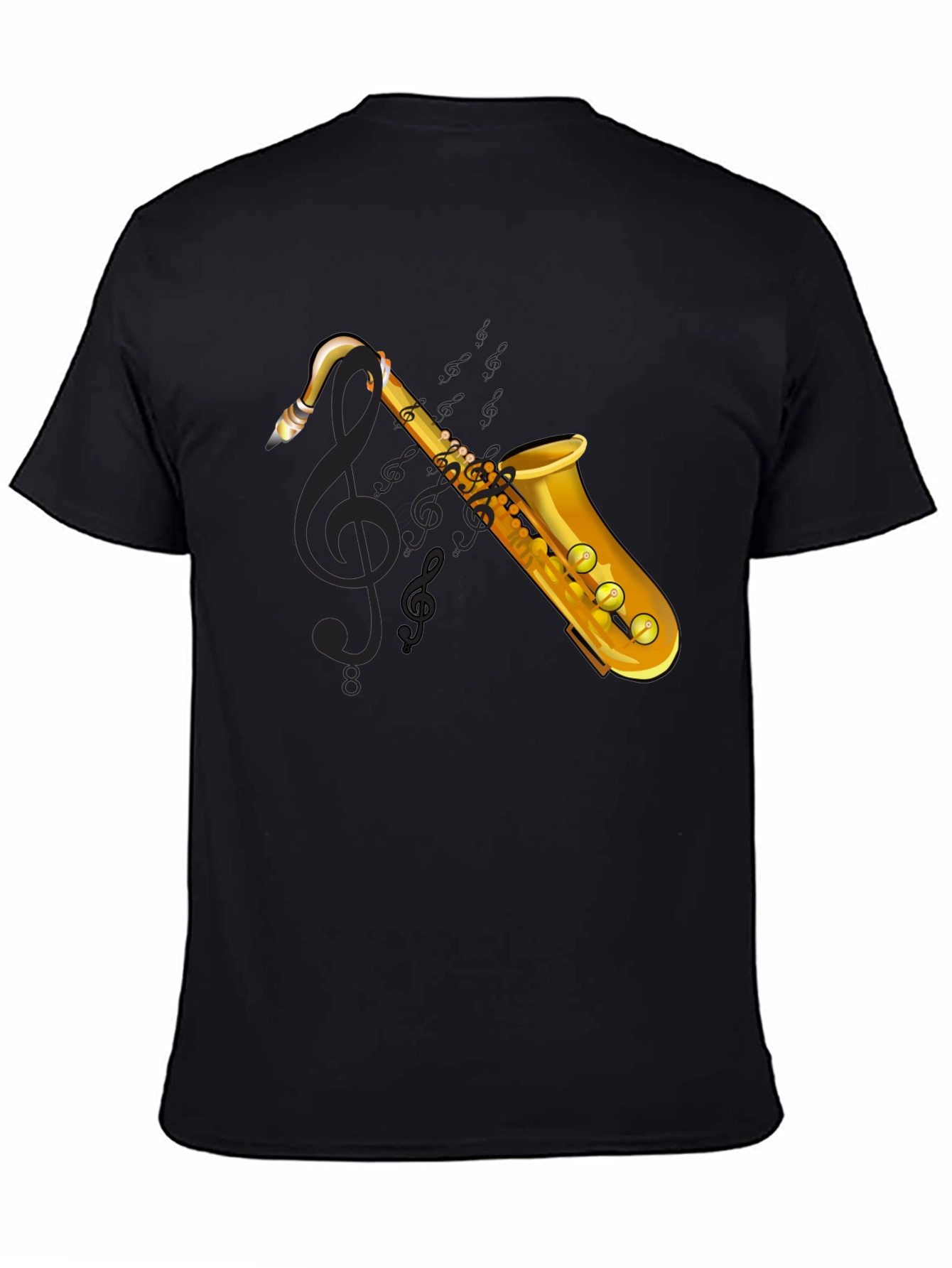 Black Saxophone Graphic Tee - Music Lover's T-Shirt view 4