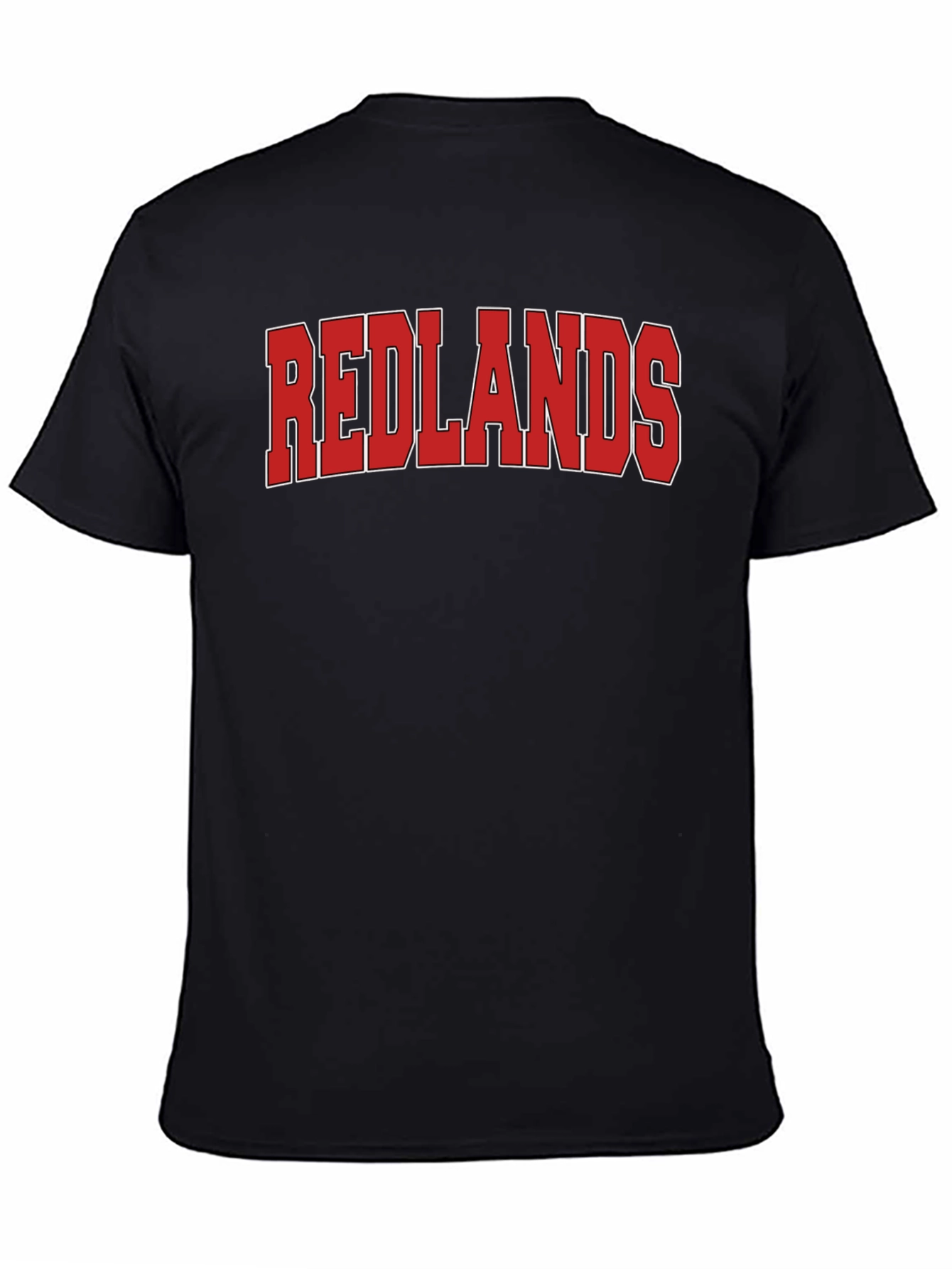 Black Redlands Graphic Tee - Bold Red Text on Black view 4