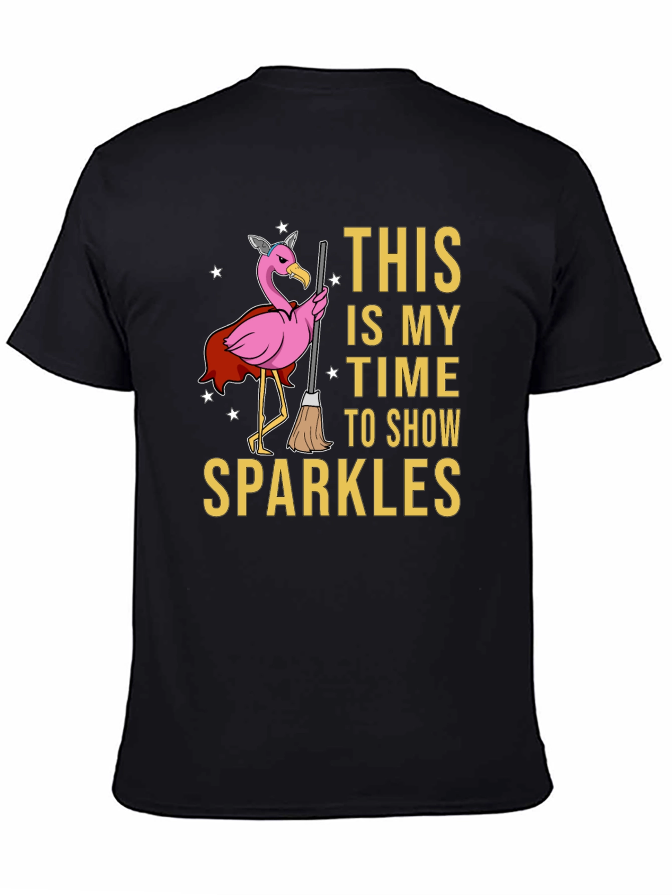 Black Sparkle Time Flamingo T-Shirt view 4