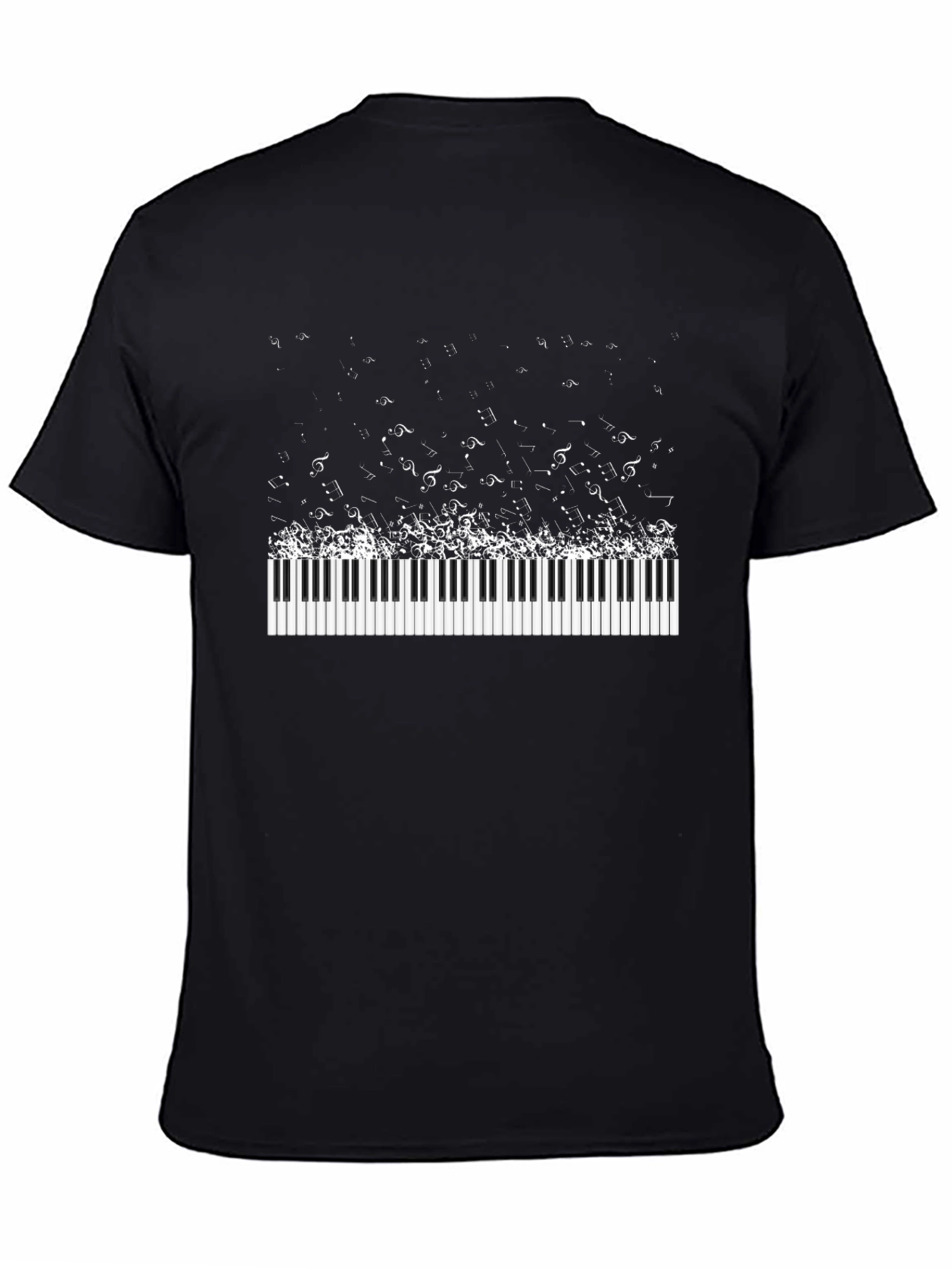 Black Musical Keyboard Notes Graphic Tee view 4