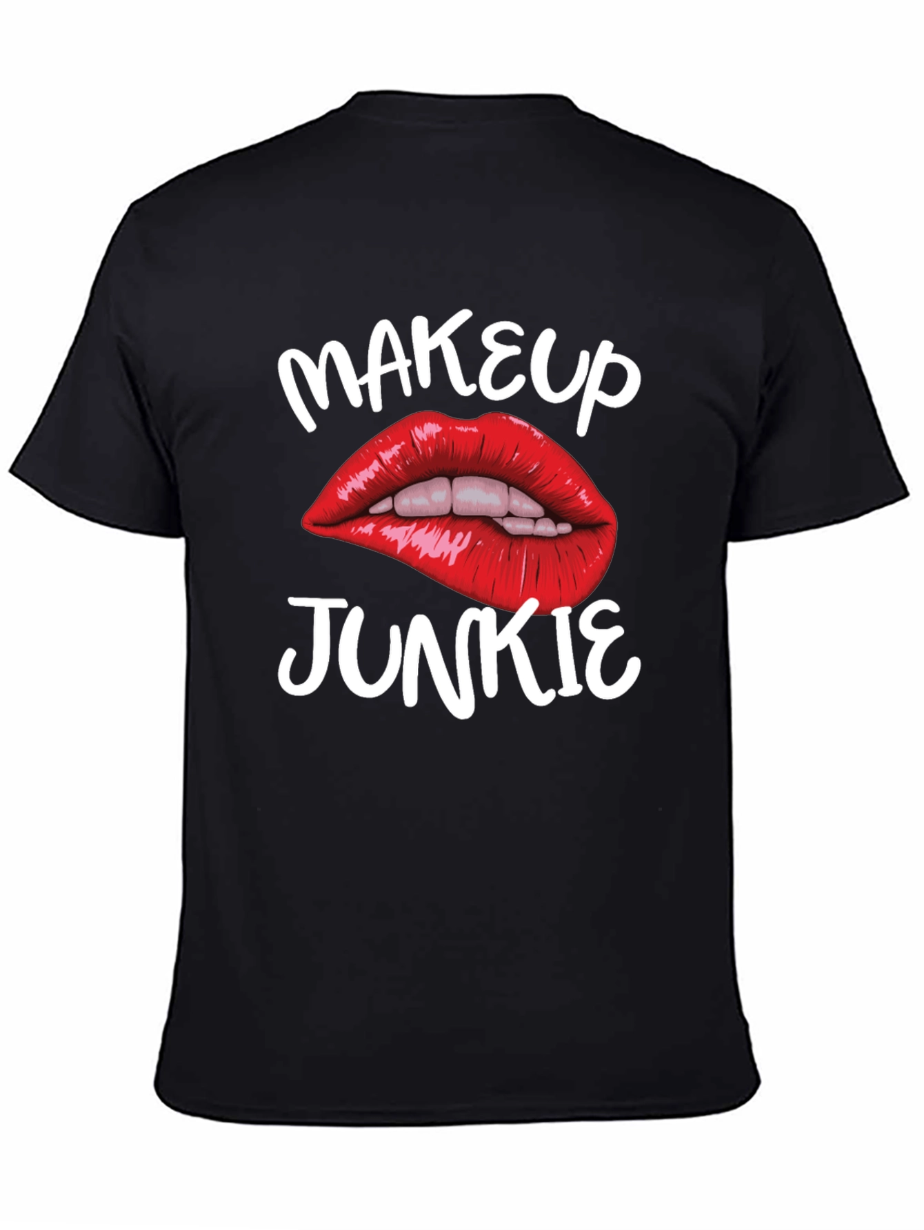 Black Makeup Junkie Graphic Tee - Bold Lips Black T-Shirt view 4