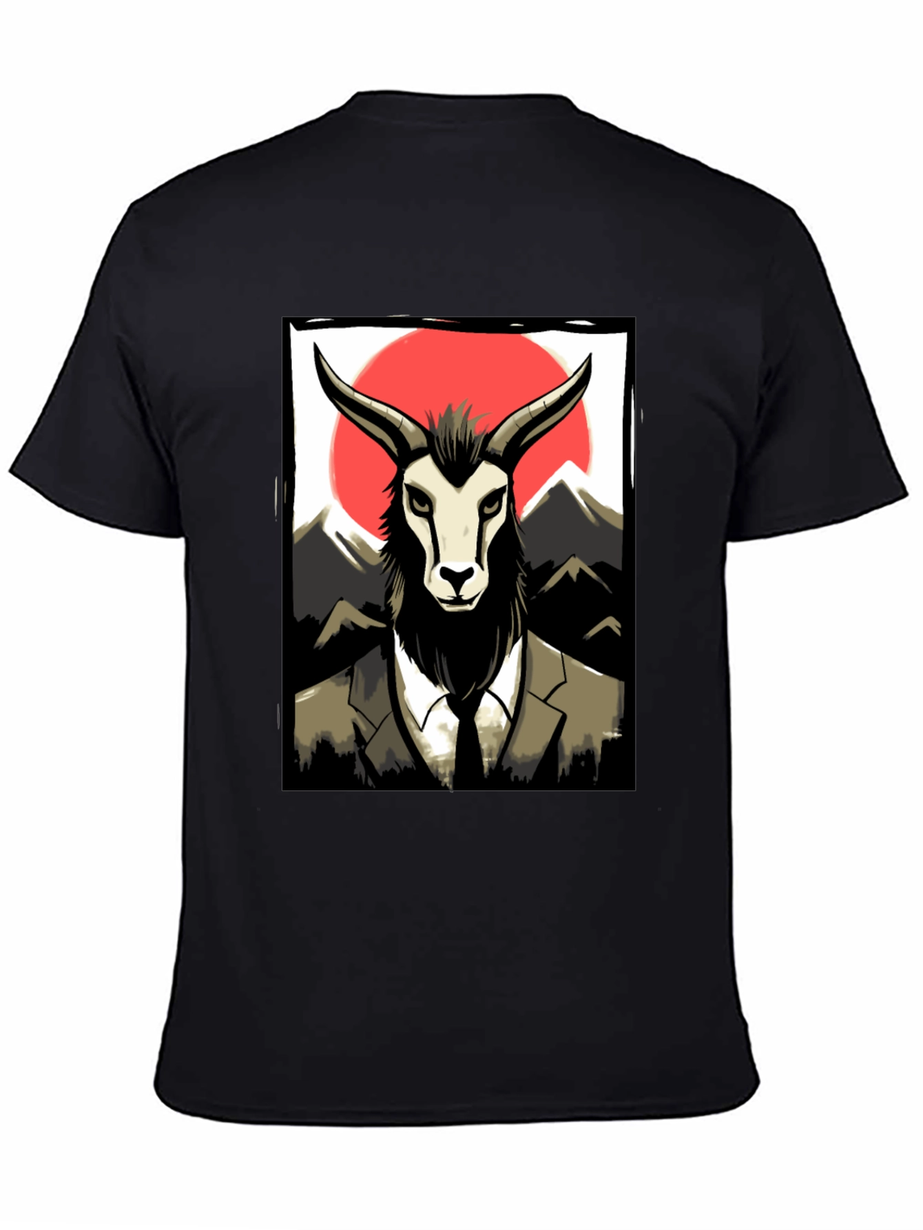 Black Goat Suit T-Shirt - Mountain Scene Tee view 4