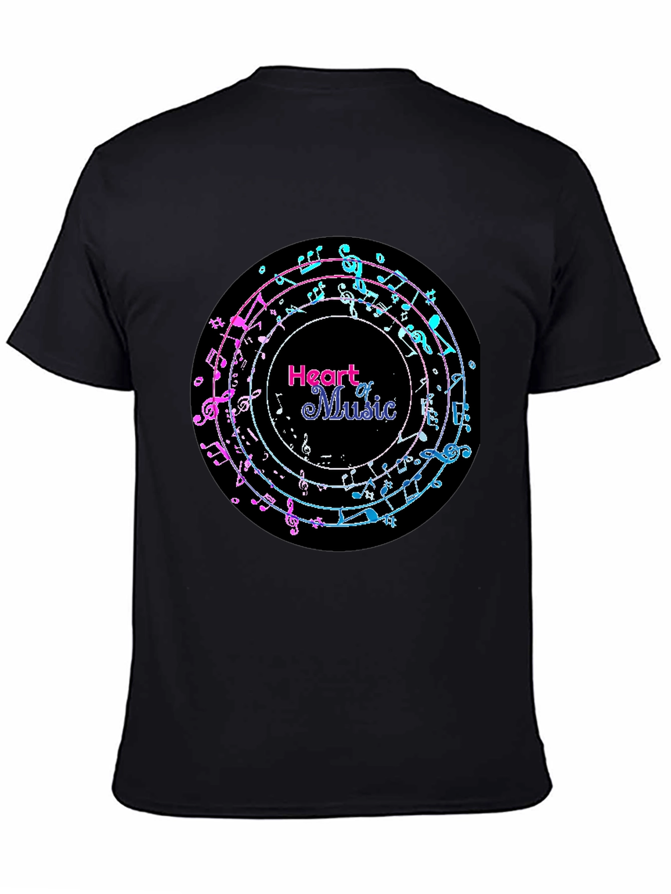 Black Heart of Music Graphic Tee - Black Cotton Casual view 4