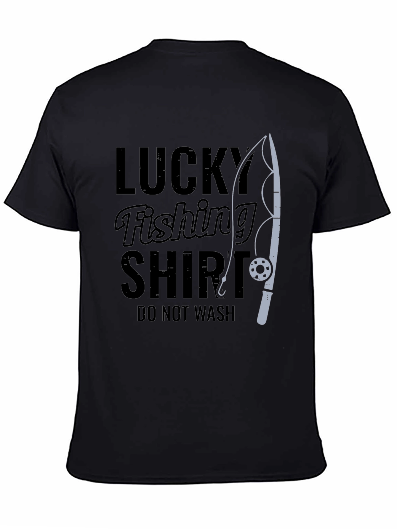 Black Lucky Fishing Shirt - Funny Graphic Tee view 4
