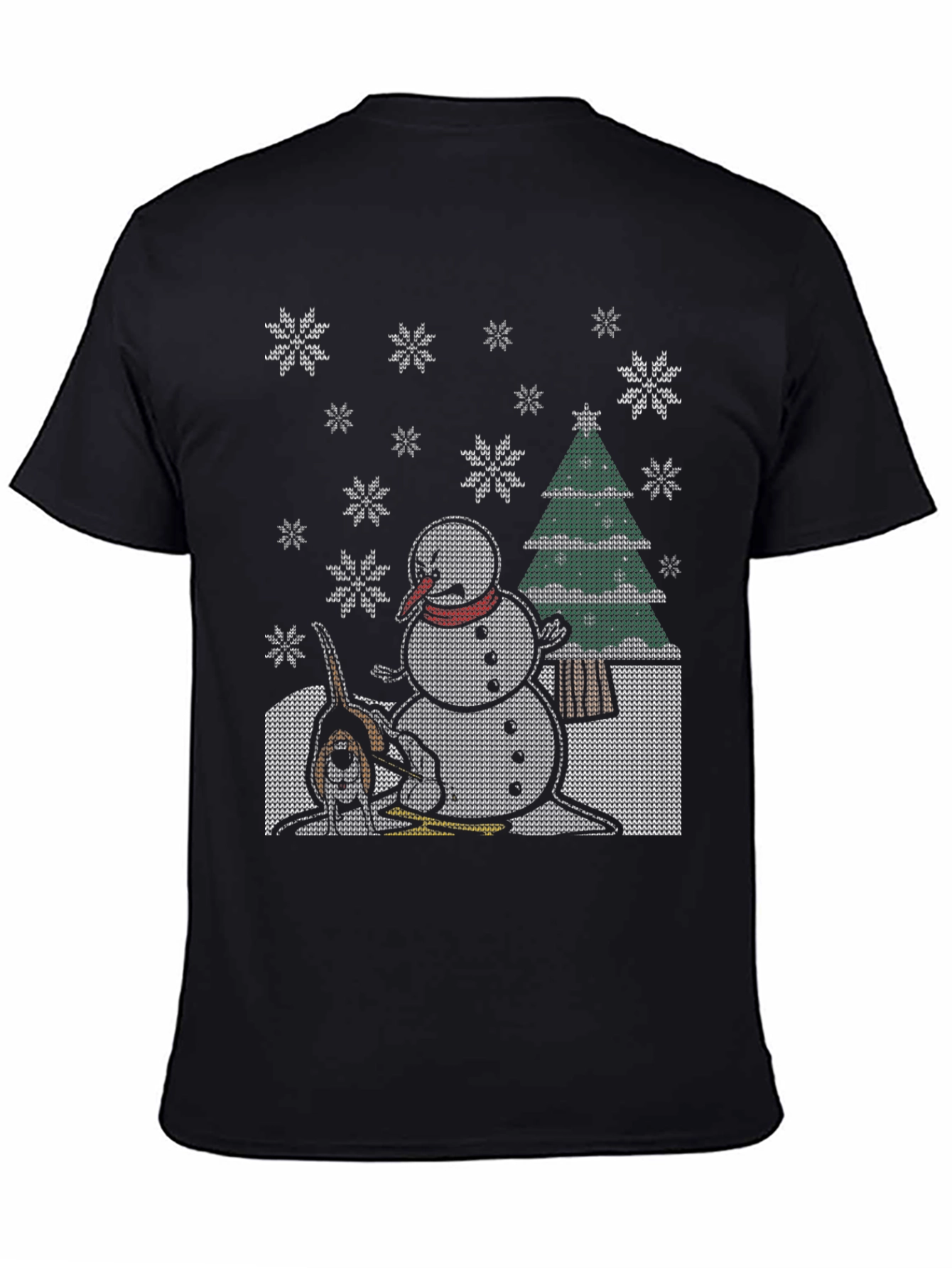 Black Funny Christmas T-Shirt Dog Snowman view 4