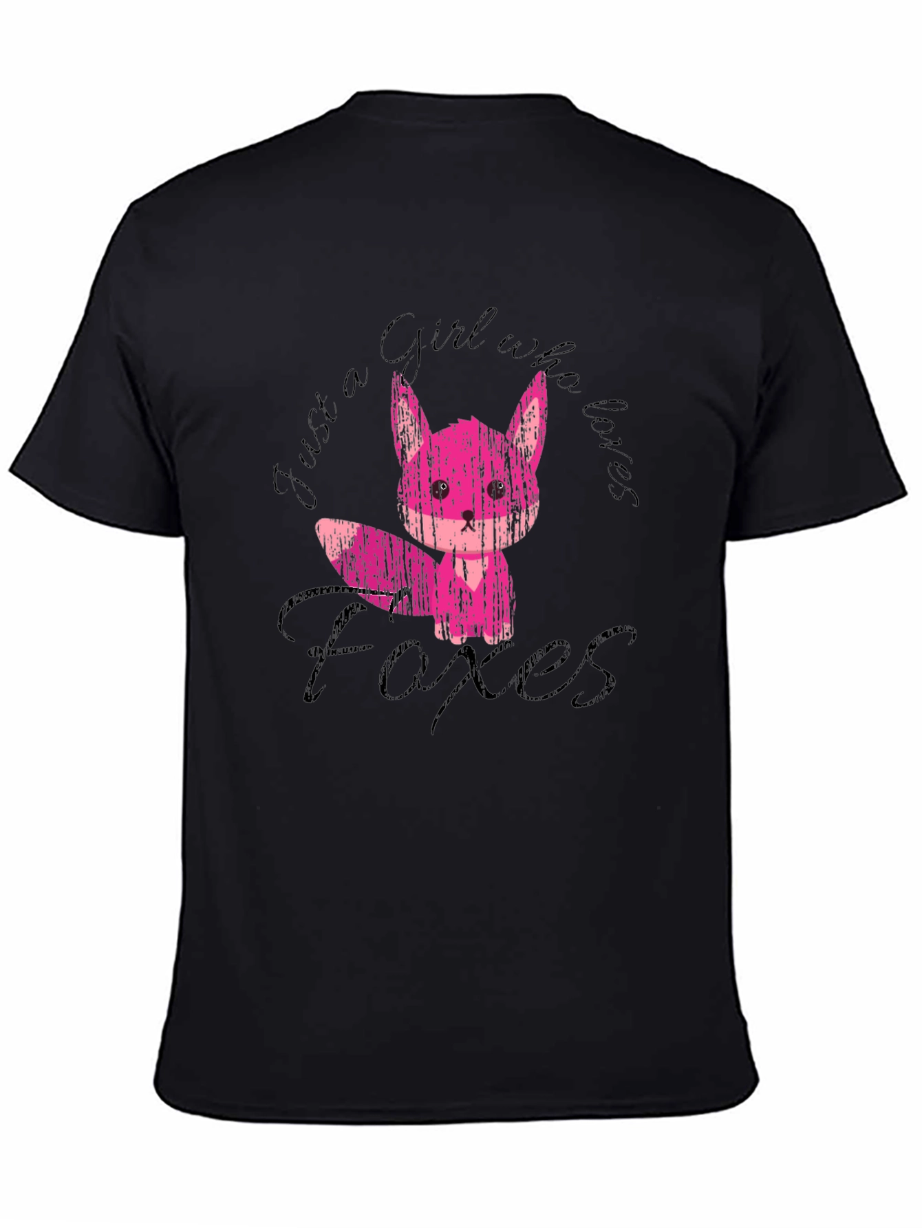 Black Girl Who Loves Foxes Black T-Shirt view 4
