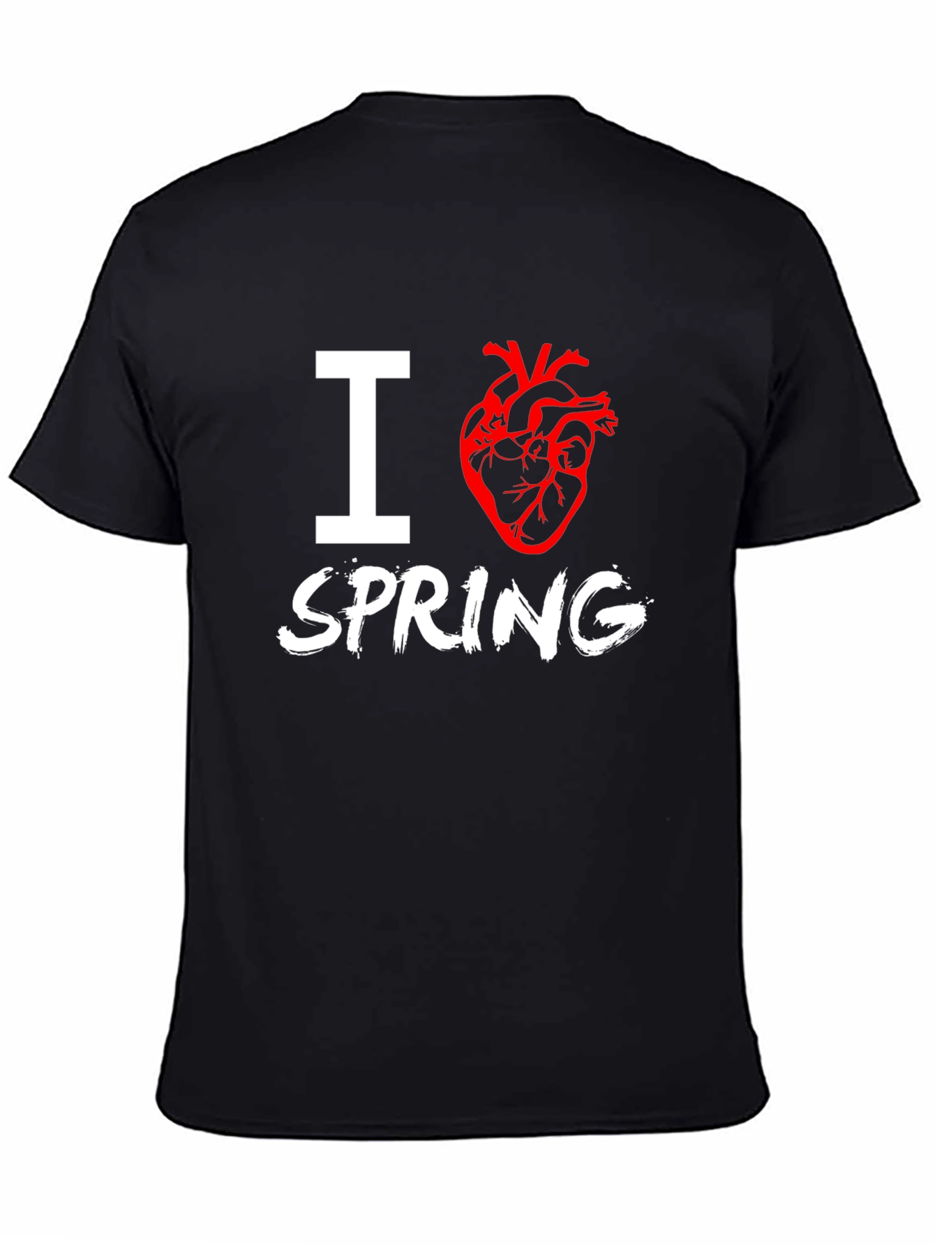 Black I Heart Spring T-Shirt - Black Crew Neck Tee view 4