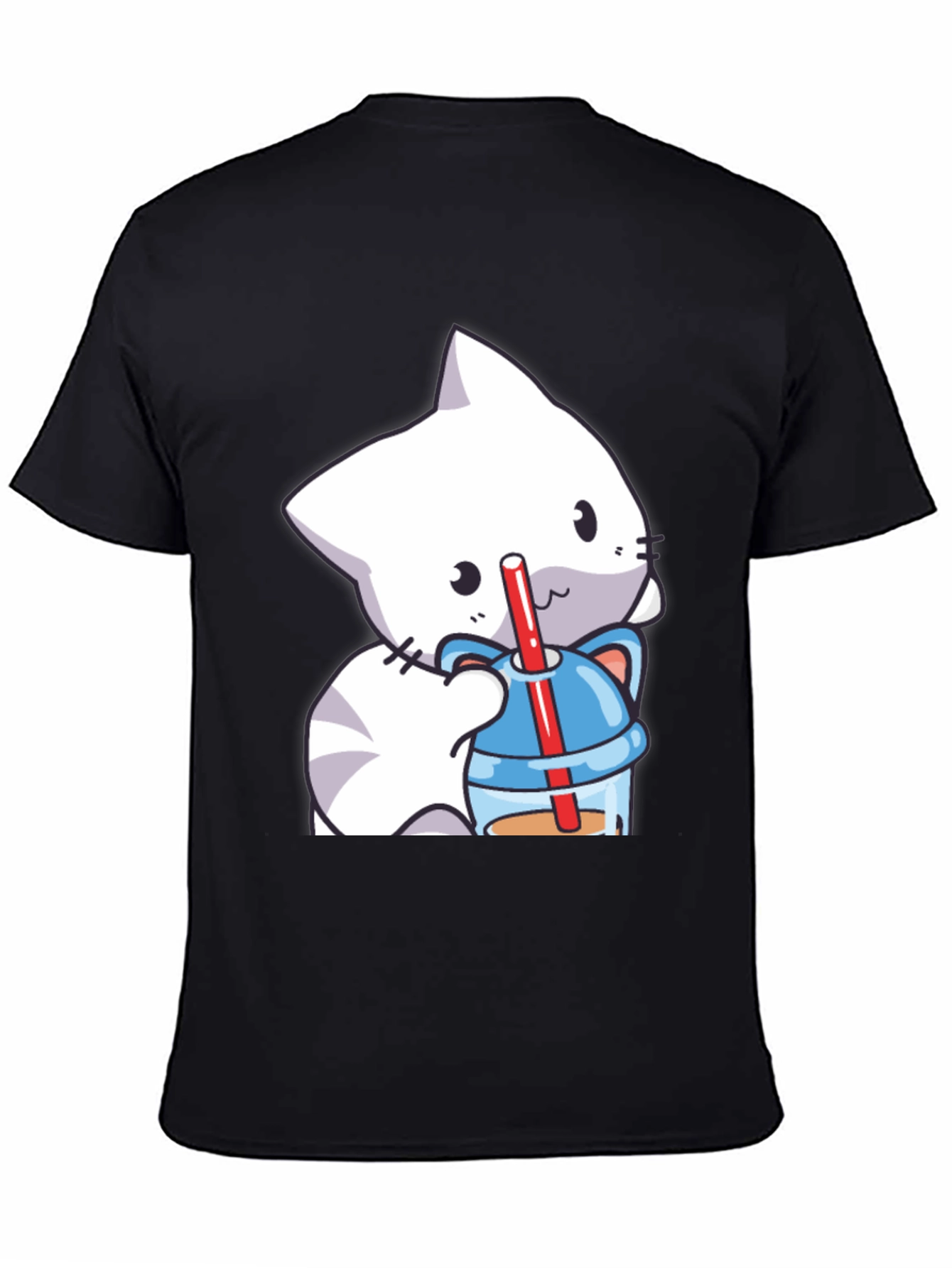 Black Cute Cat Boba T-Shirt - Kawaii Style view 4