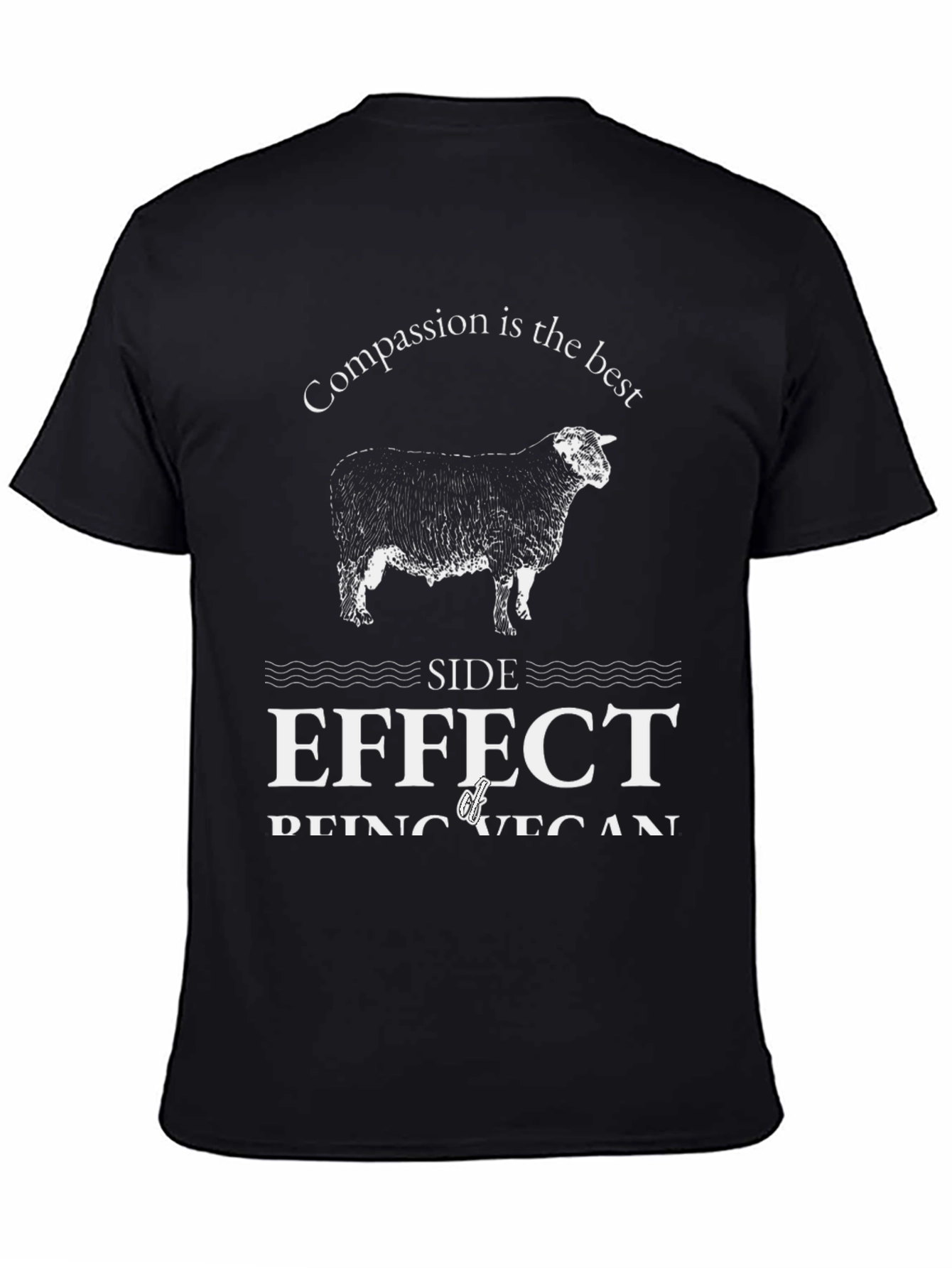 Black Vegan Compassion Side Effect T-Shirt view 4