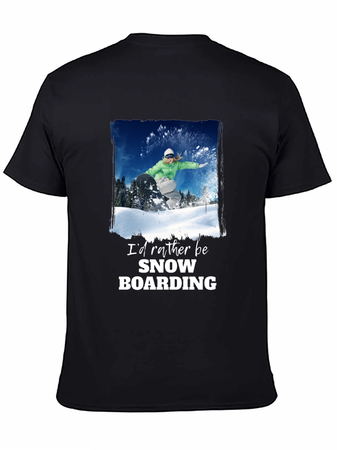 Black Snowboarding Graphic T-Shirt - Black view 4