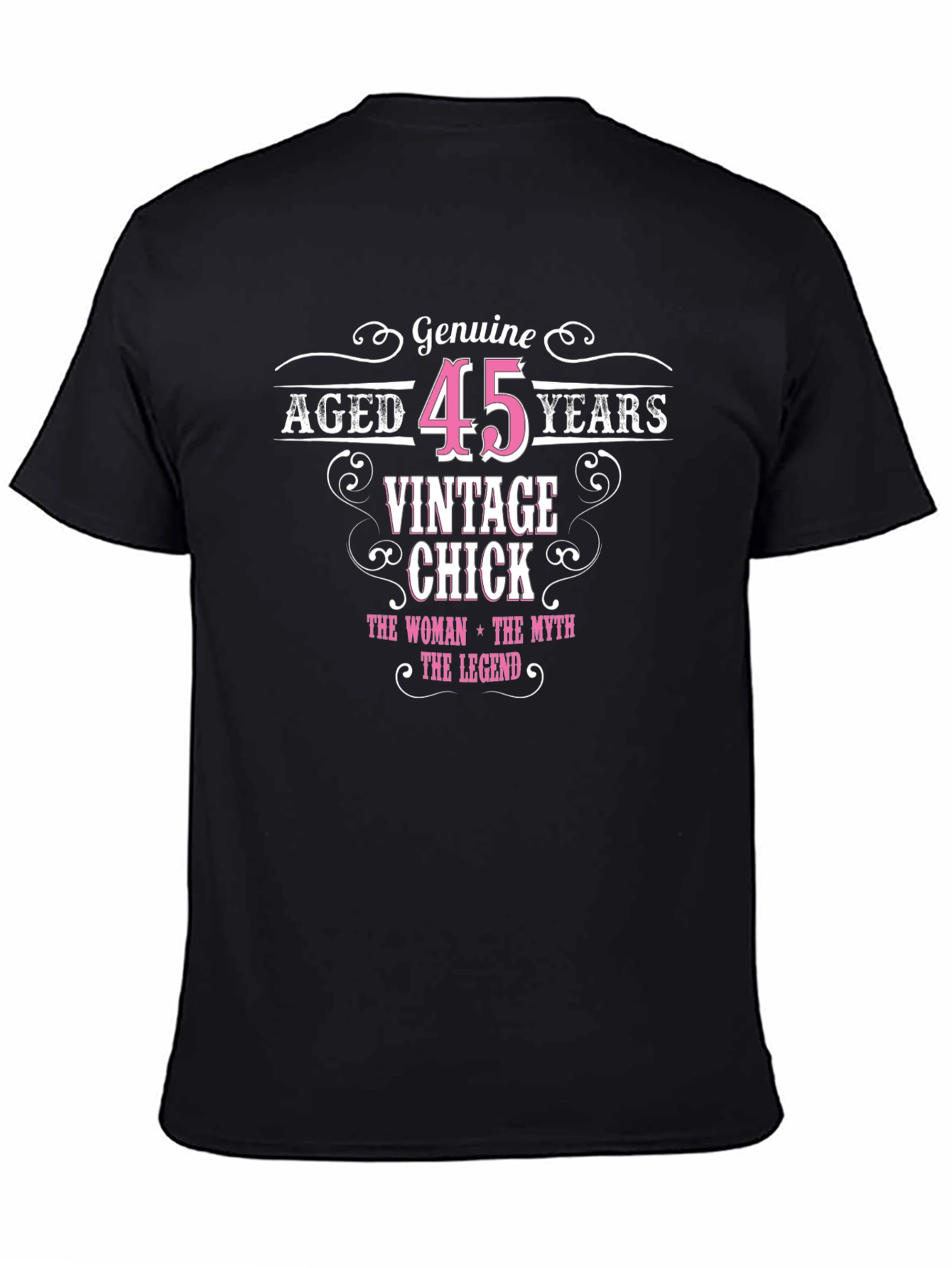 Black Vintage Chick 45th Birthday T-Shirt view 4