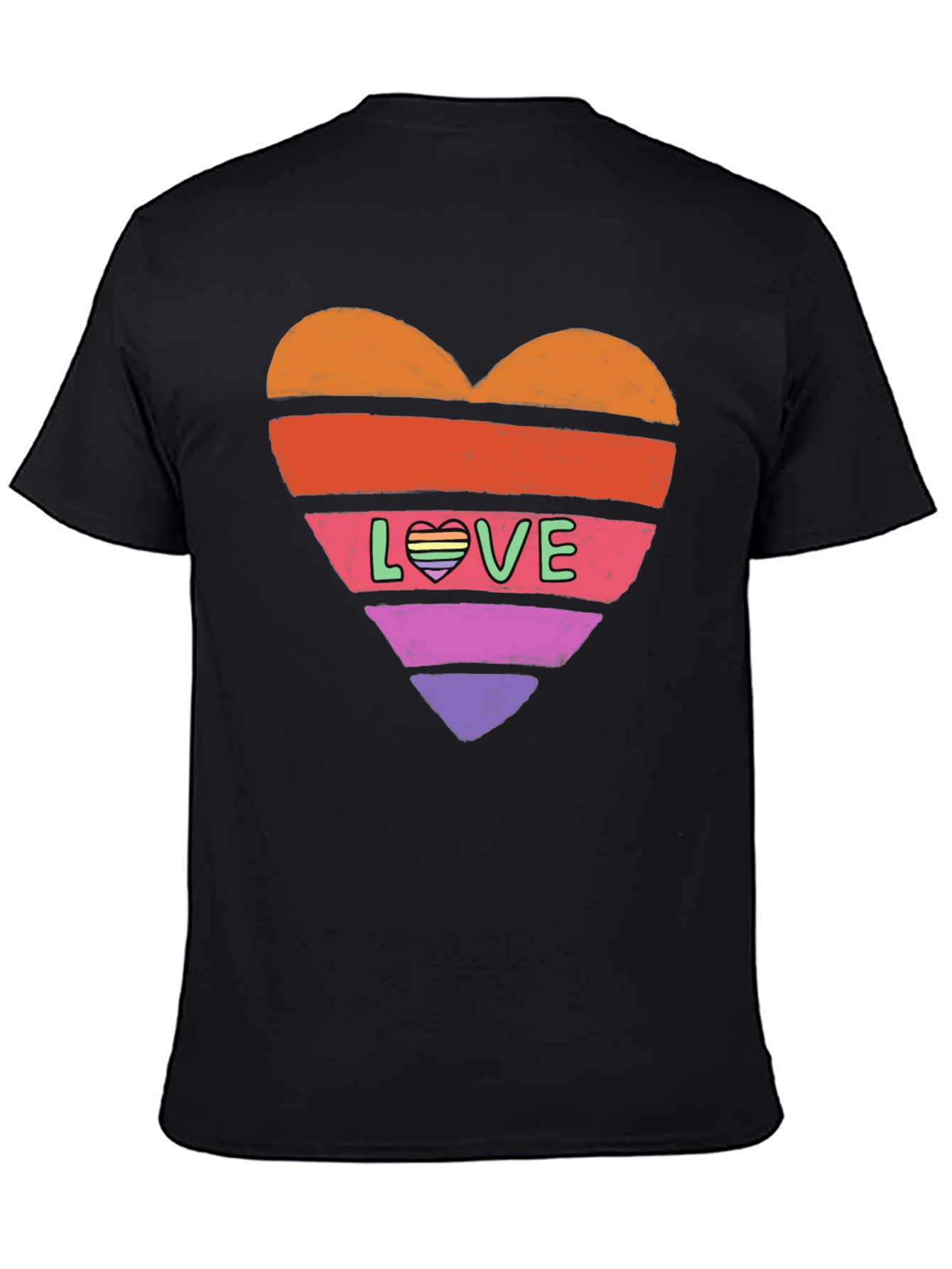 Black Rainbow Heart Love Graphic Tee view 4