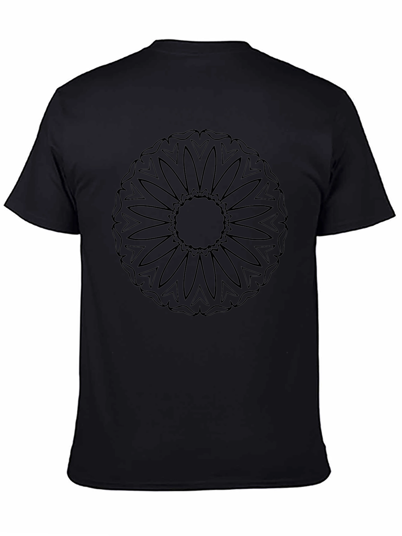 Black Mandala Print Crew Neck Tee - 4