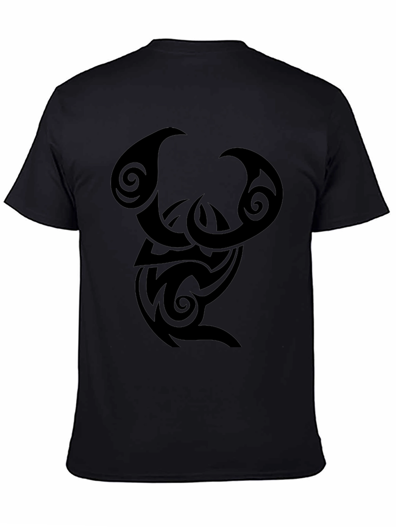 Black Tribal Design Black T-Shirt view 4
