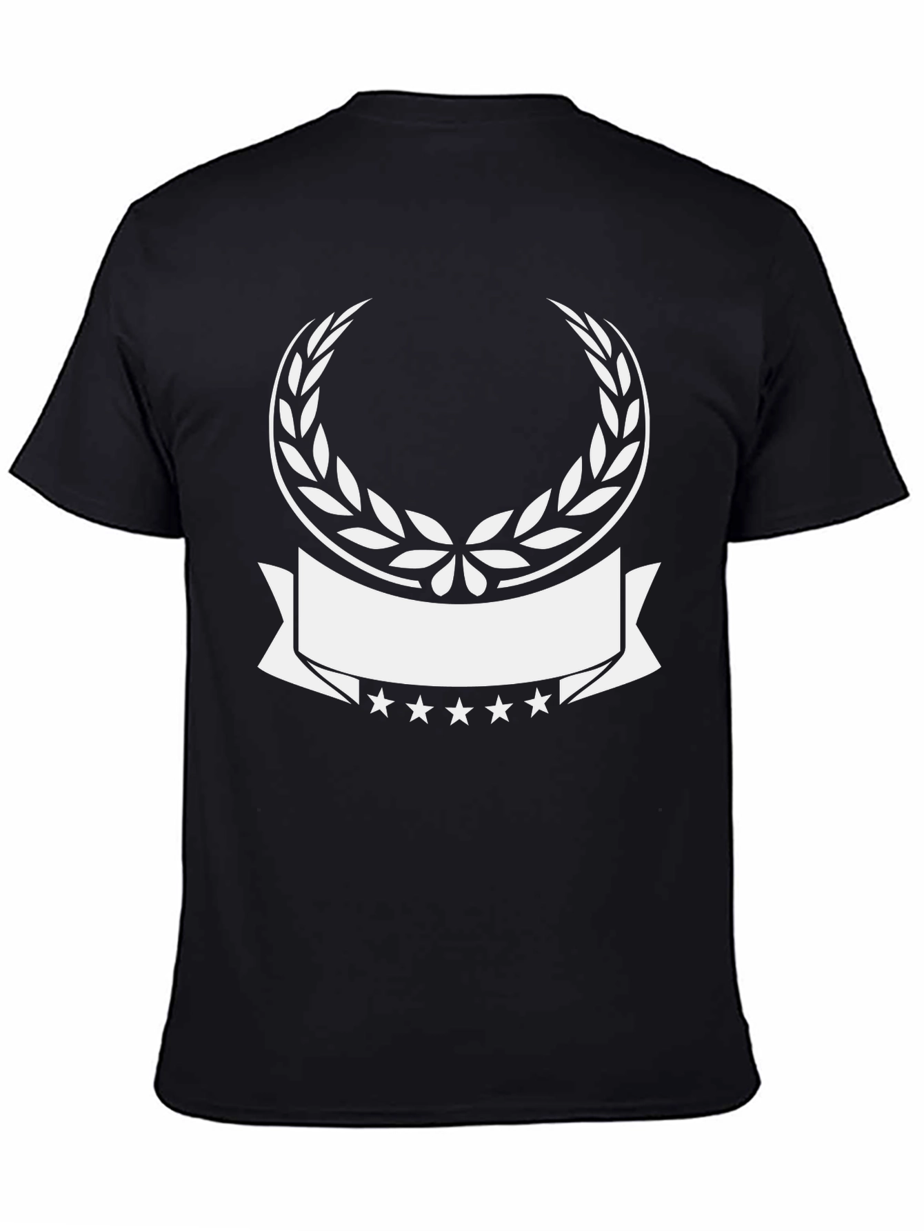 Black Customizable Graphic T-Shirt with Laurel Wreath Design view 4