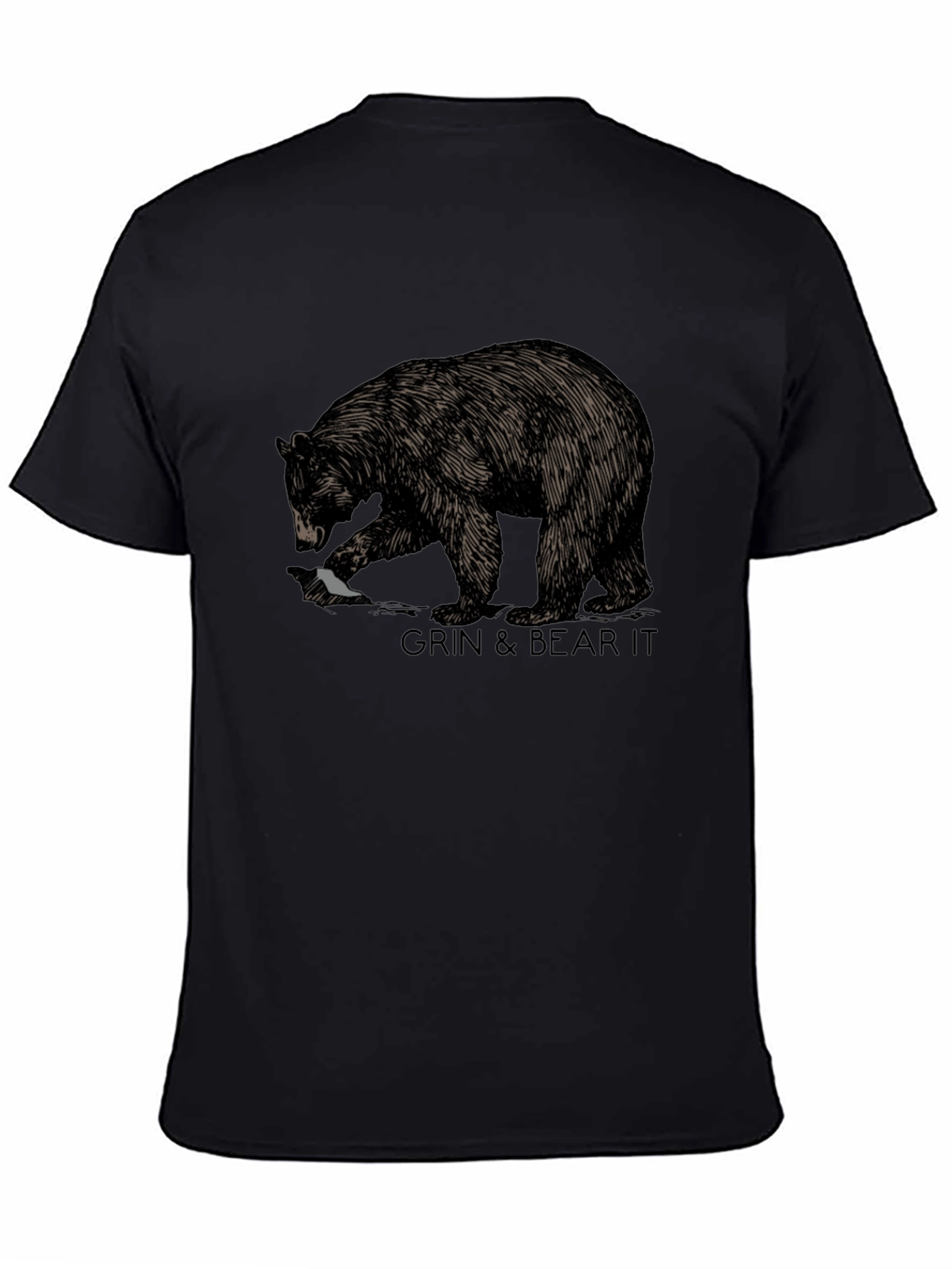 Black Grin & Bear It Graphic Tee - Black view 4