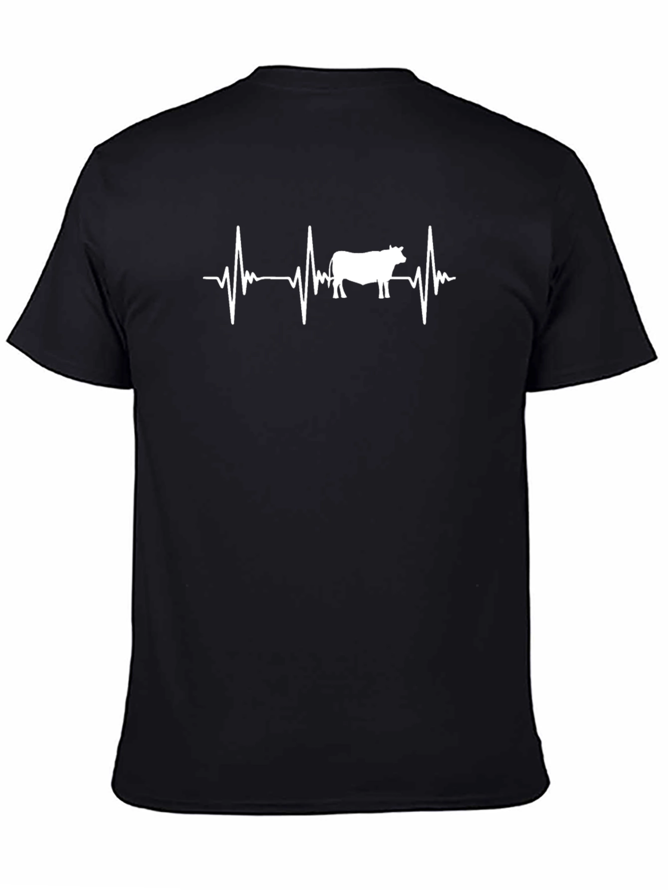 Black Cow Heartbeat T-Shirt - Black Graphic Tee view 4