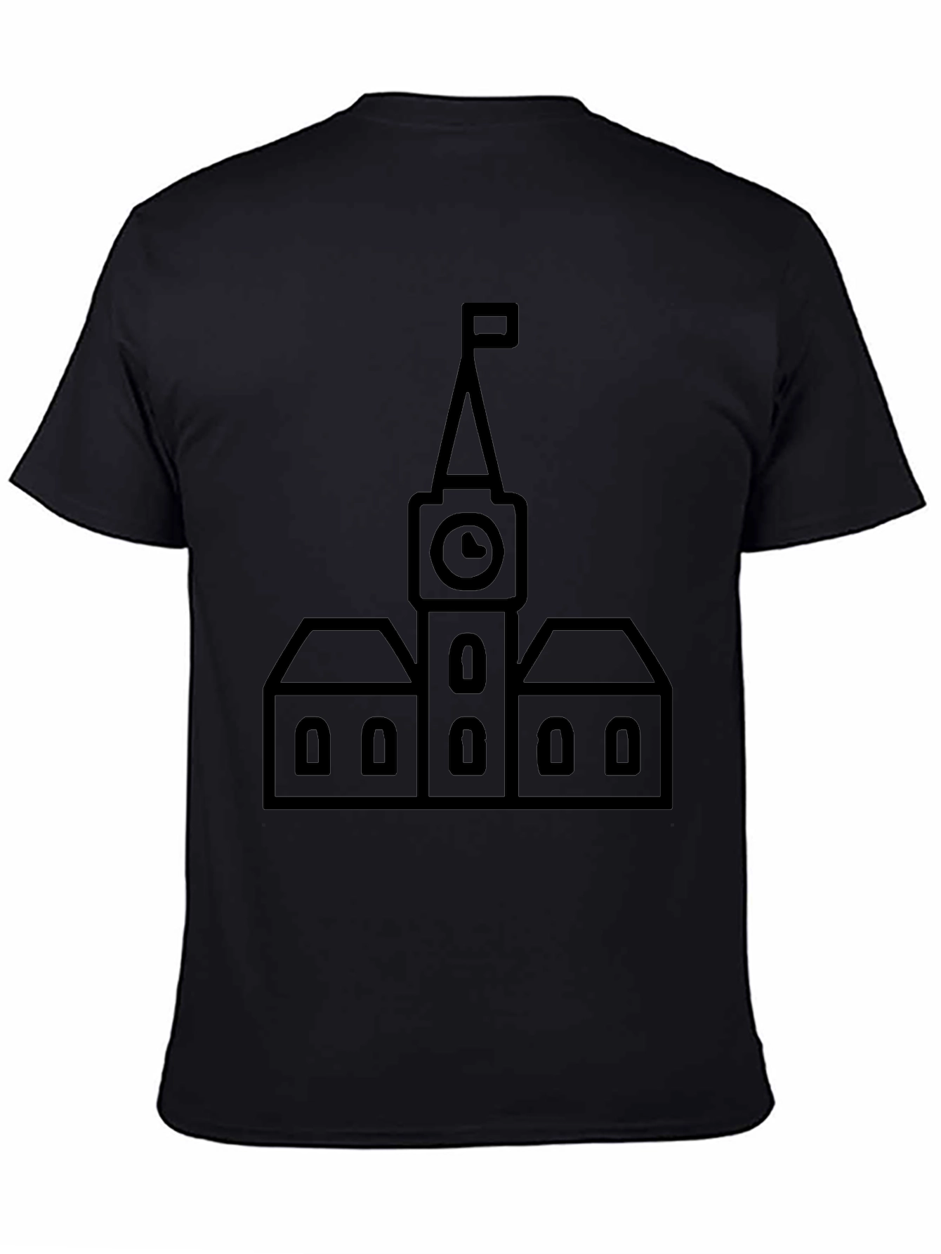 Black Clock Tower Graphic Tee - Classic Black T-Shirt view 4