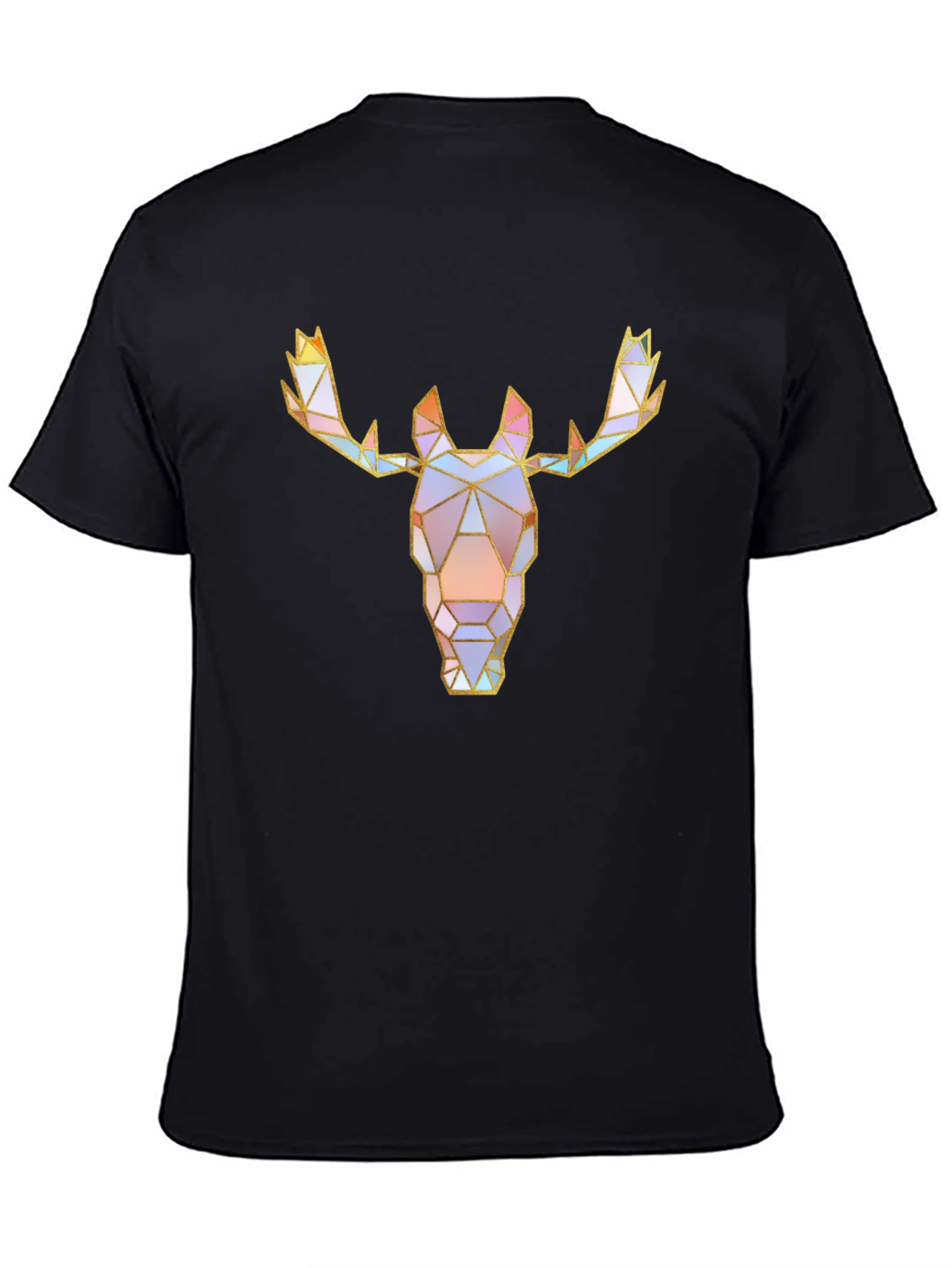 Black Geometric Moose Graphic Tee - Modern Style view 4