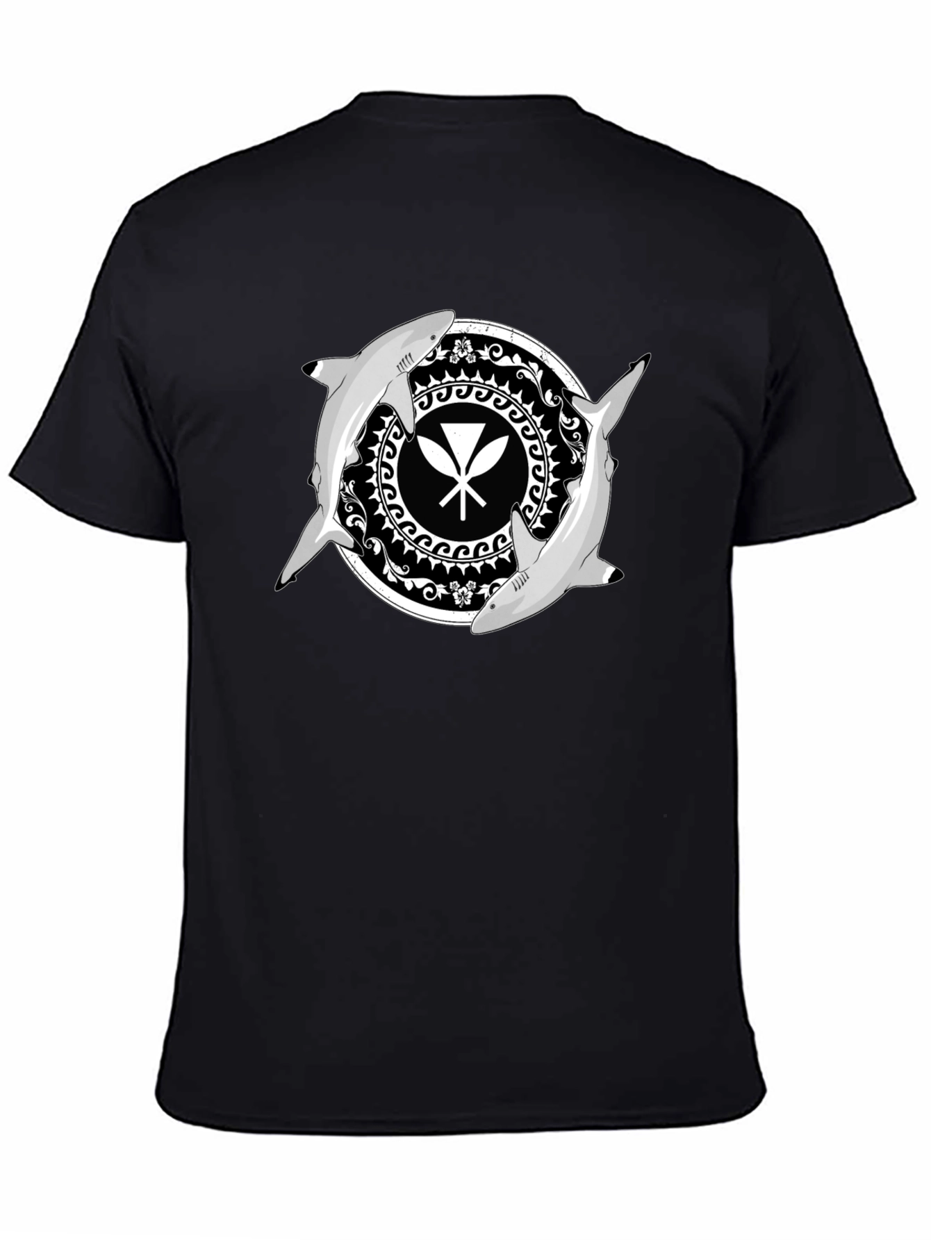 Black Shark Circle Graphic Tee - Black view 4