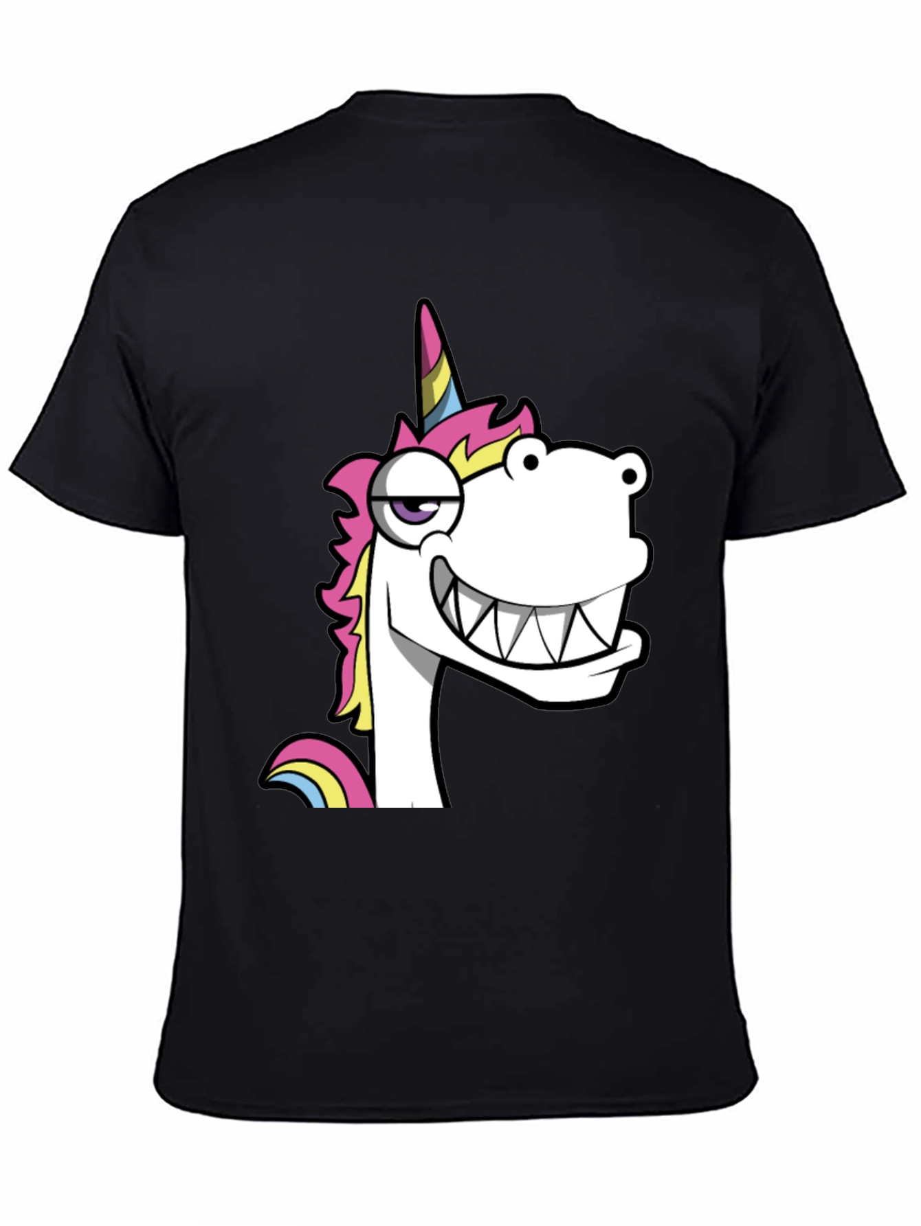Black Funny Unicorn Graphic Black T-Shirt view 4