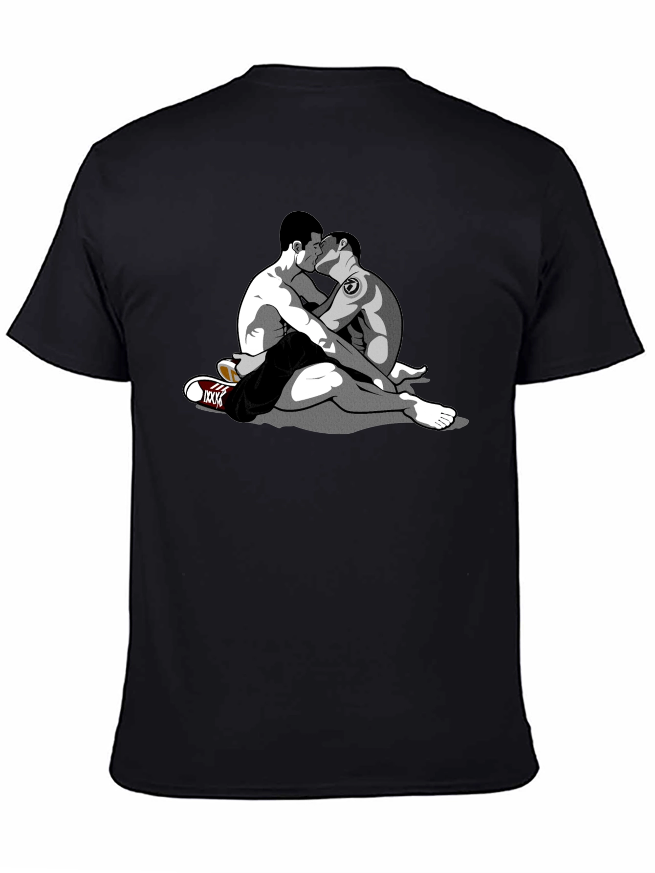 Black Embrace Tee - Graphic Gay Kiss Design view 4