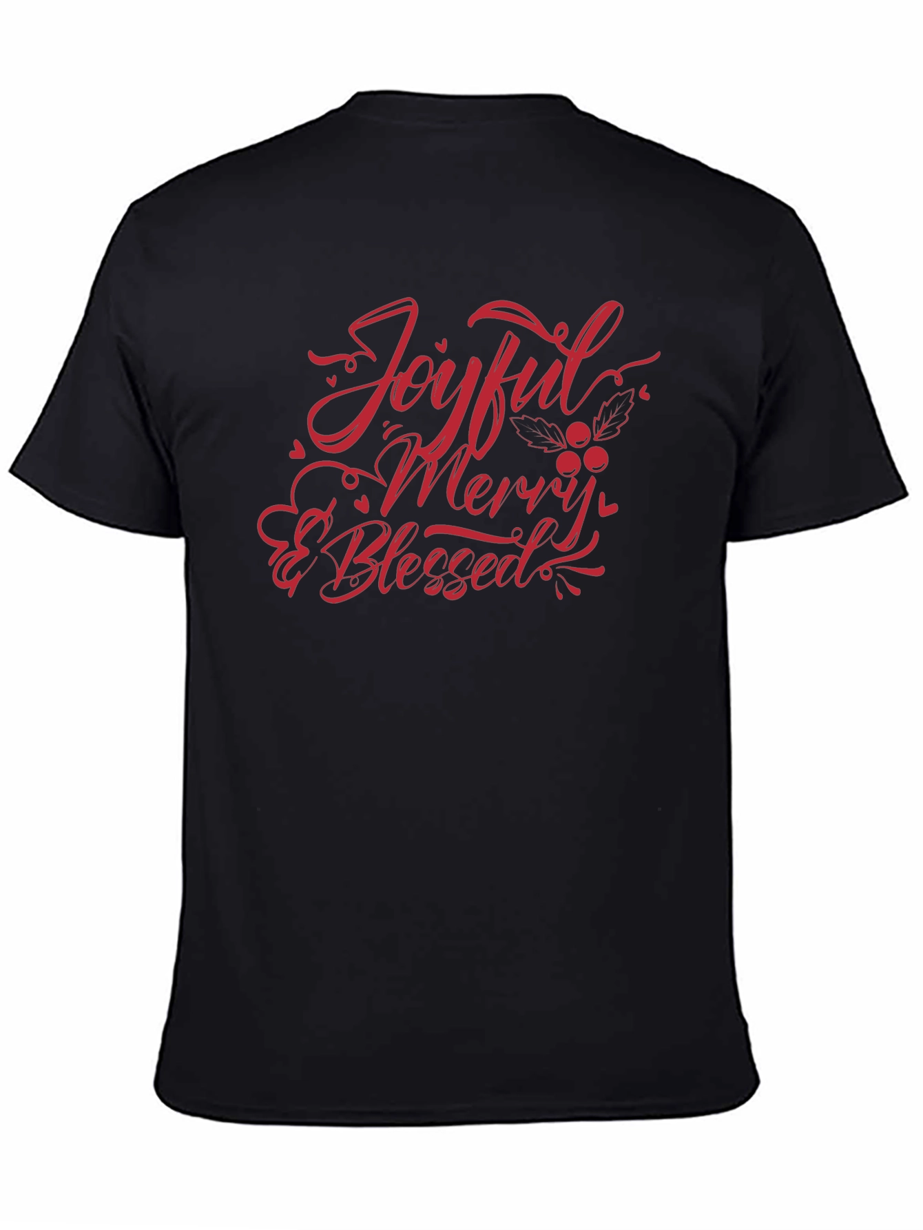 Black Joyful Merry & Blessed Black T-Shirt view 4