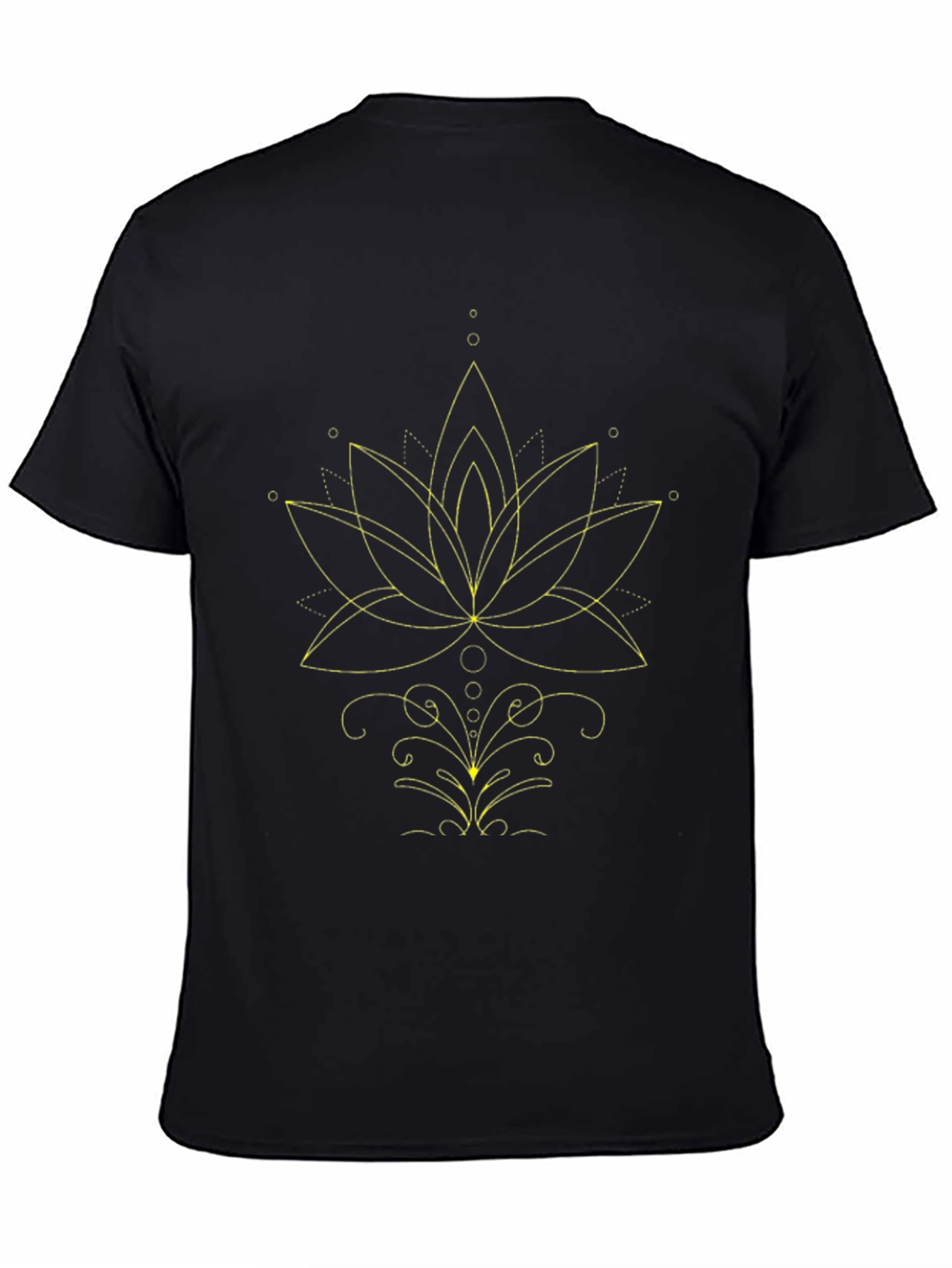Black Geometric Lotus Graphic Tee - Black view 4