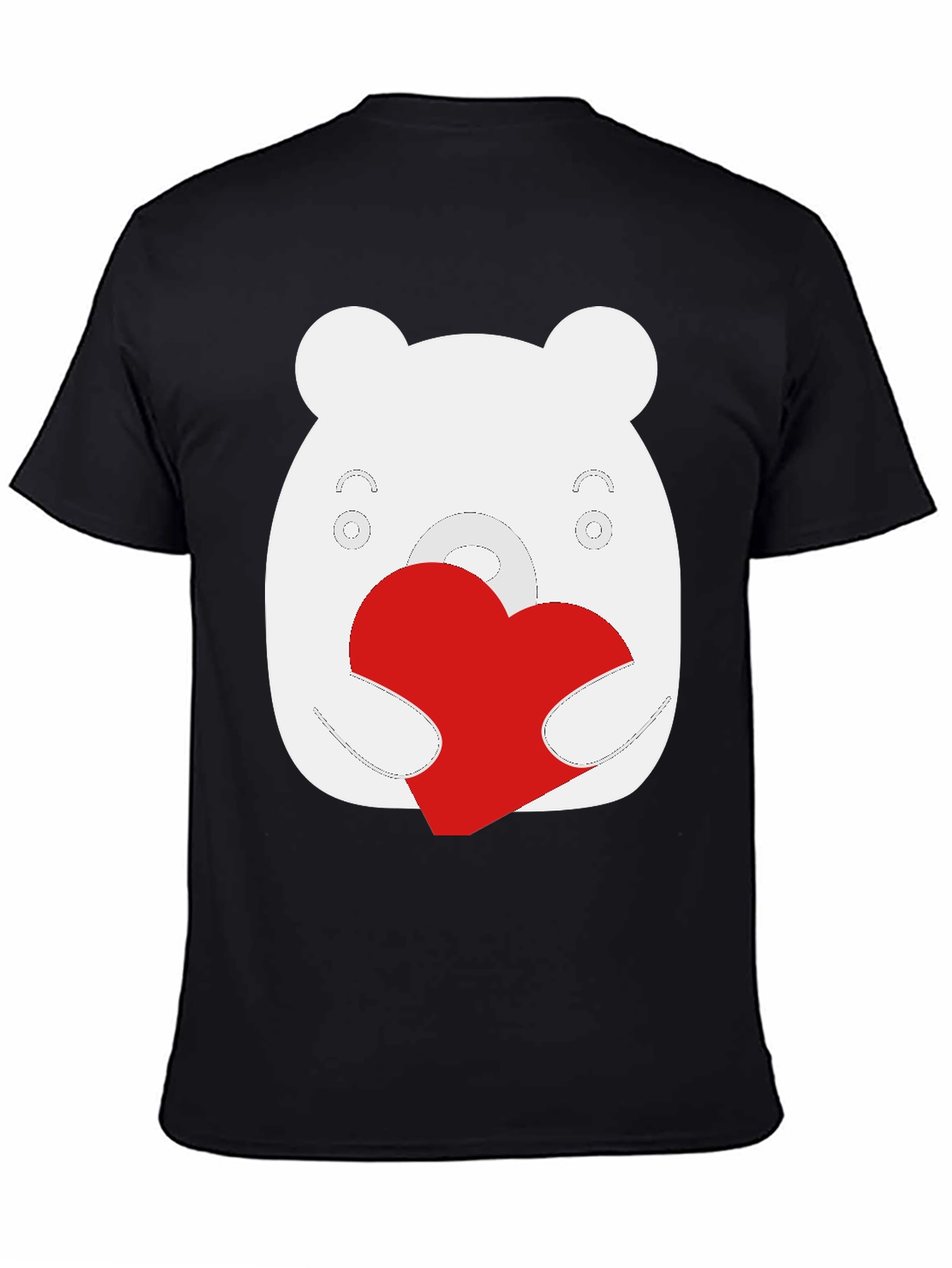 Black Cute Bear Heart Graphic Black T-Shirt view 4