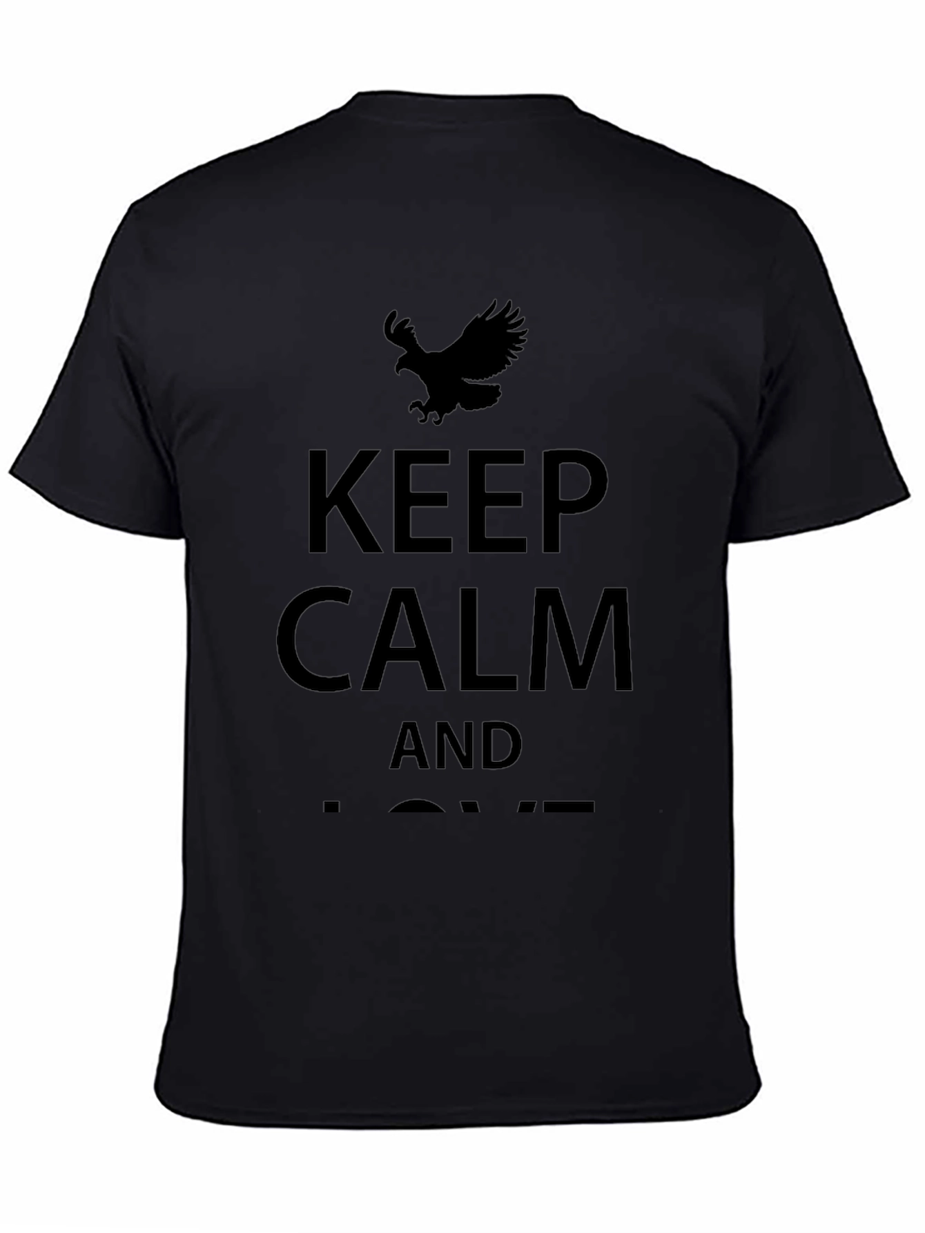 Keep Calm Eagle Graphic T-Shirt - Black - 4