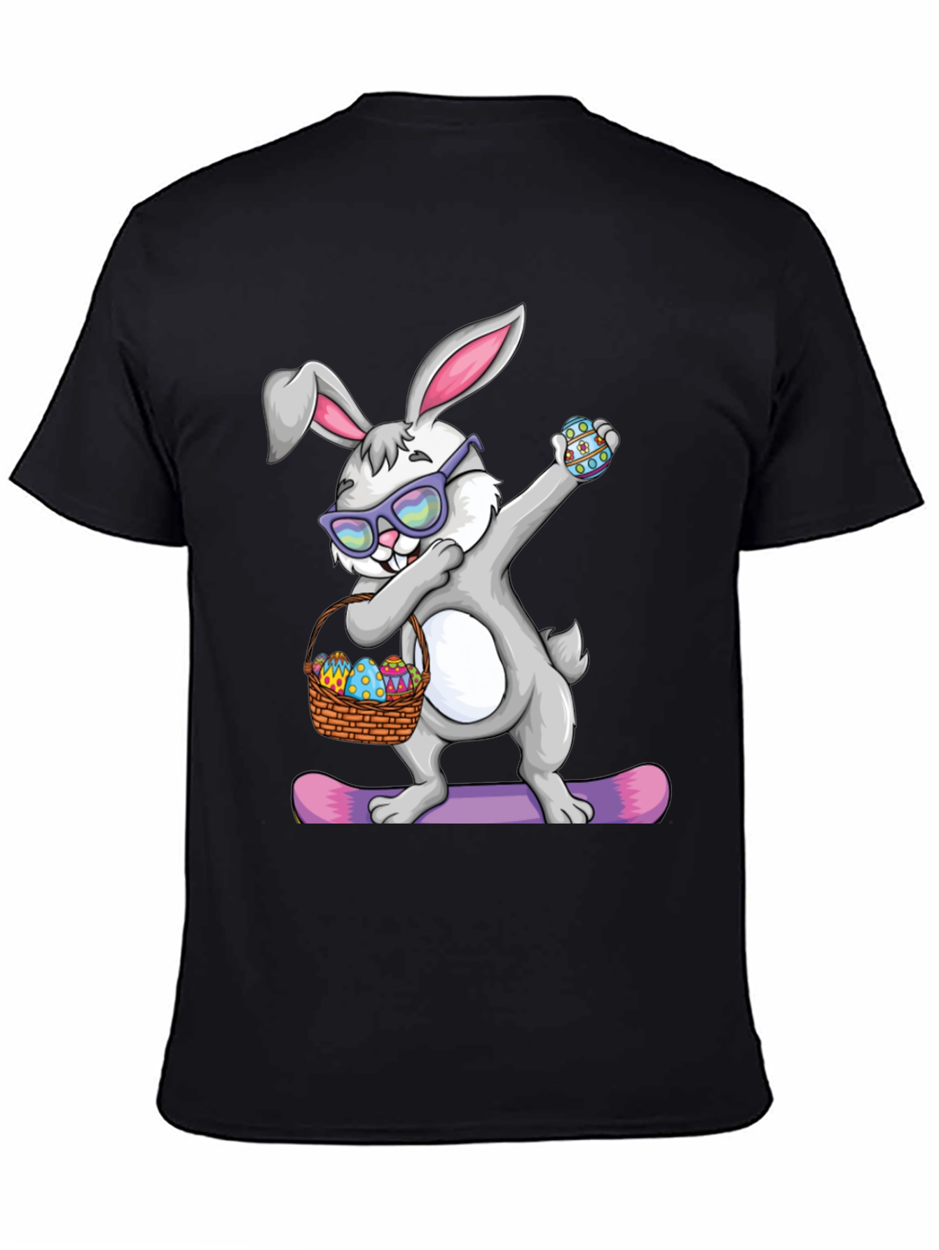 Black Dabbing Easter Bunny T-Shirt view 4