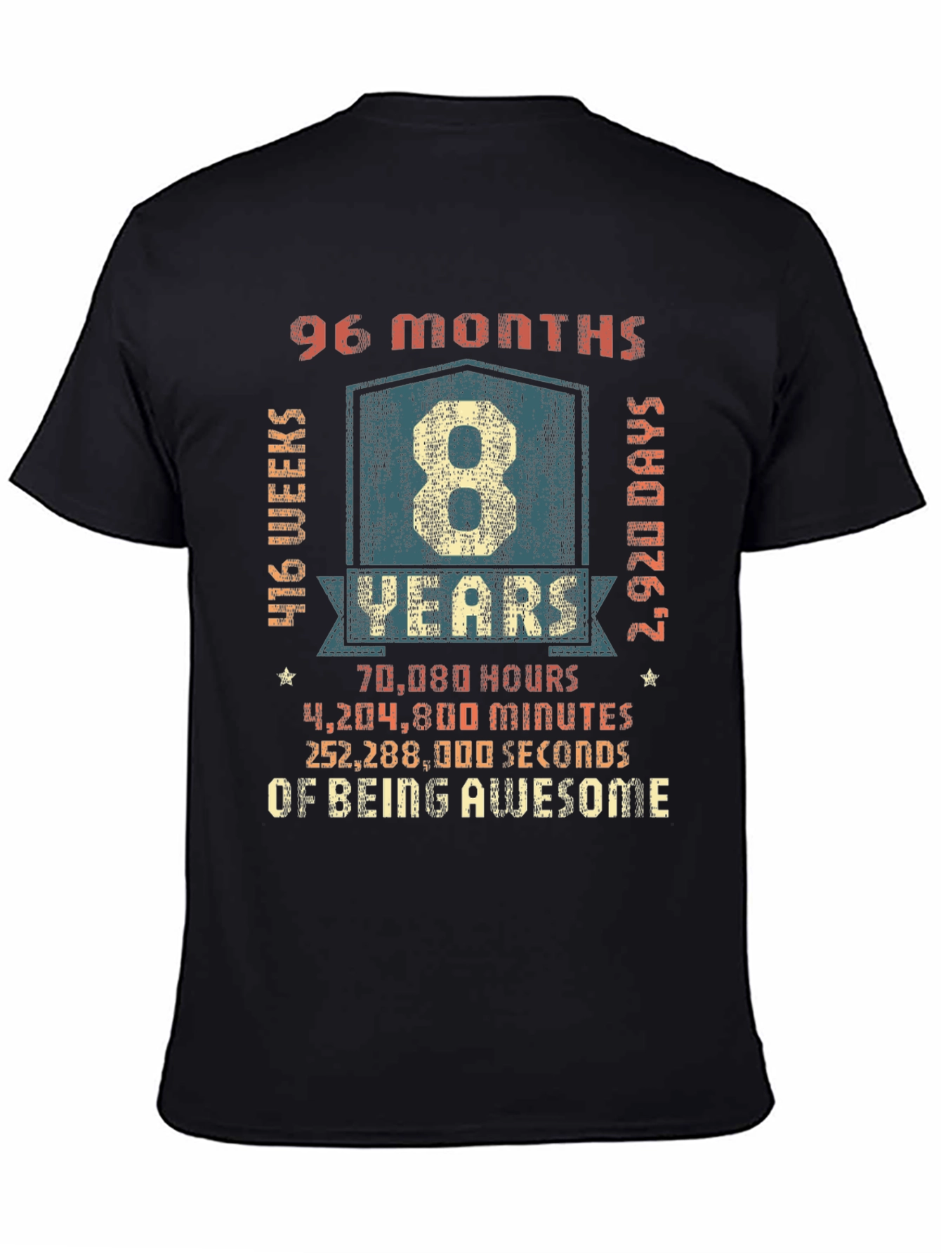 Black 8 Years of Being Awesome T-Shirt view 4