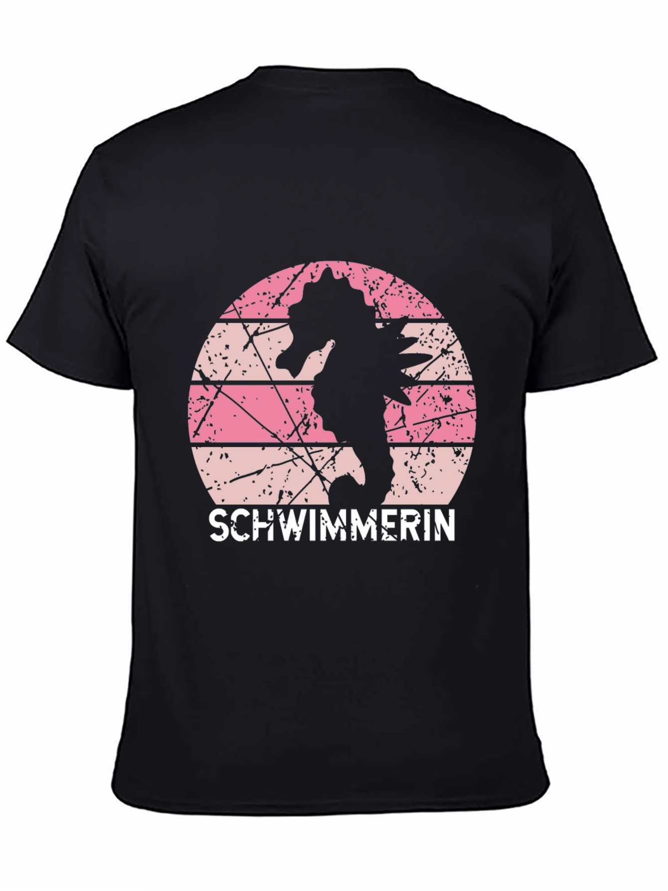 Black Vintage Seahorse Swimmer T-Shirt view 4