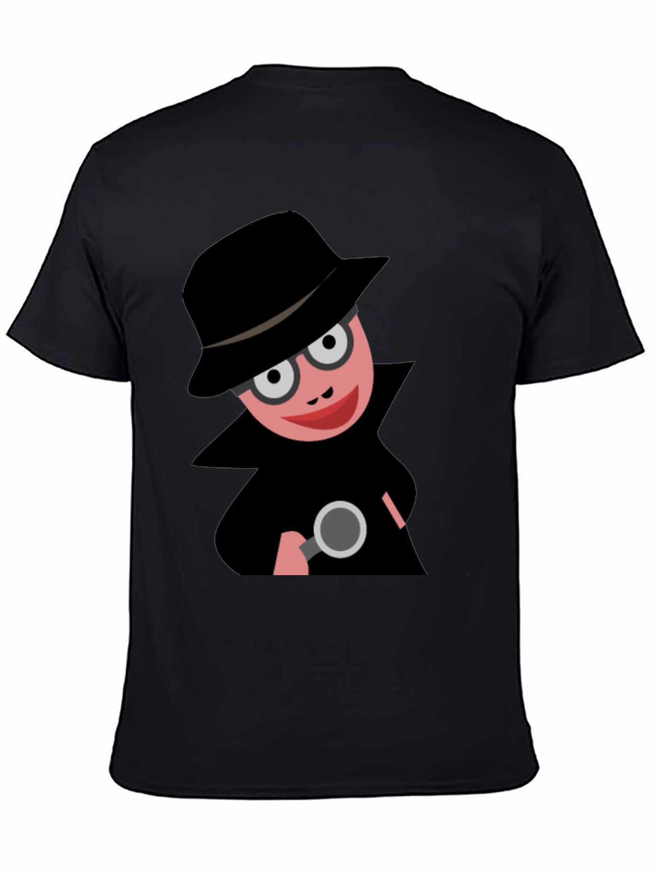 Black Cartoon Detective T-Shirt: Funny Spy Design view 4