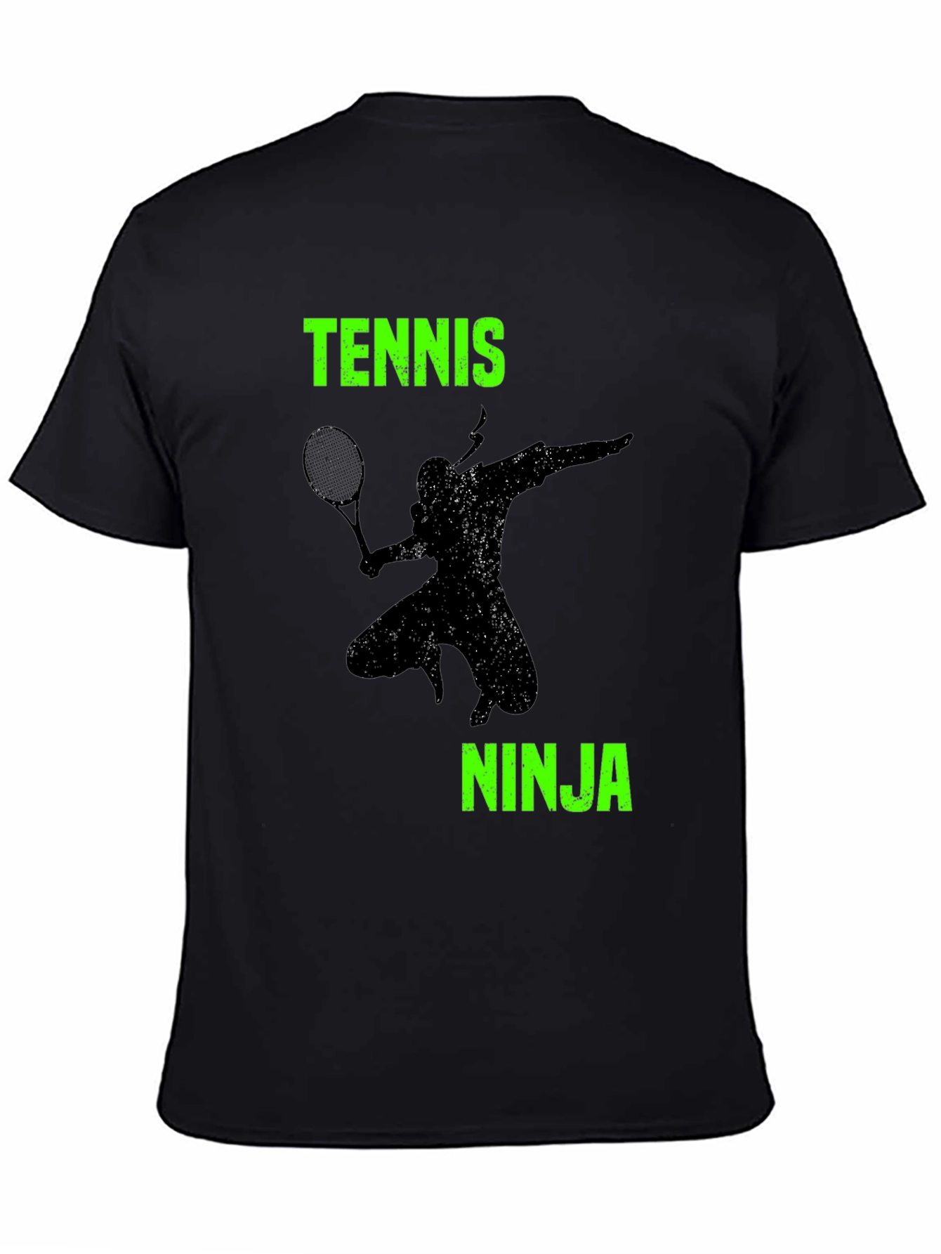 Black Tennis Ninja T-Shirt: Stealth Ace Style view 4