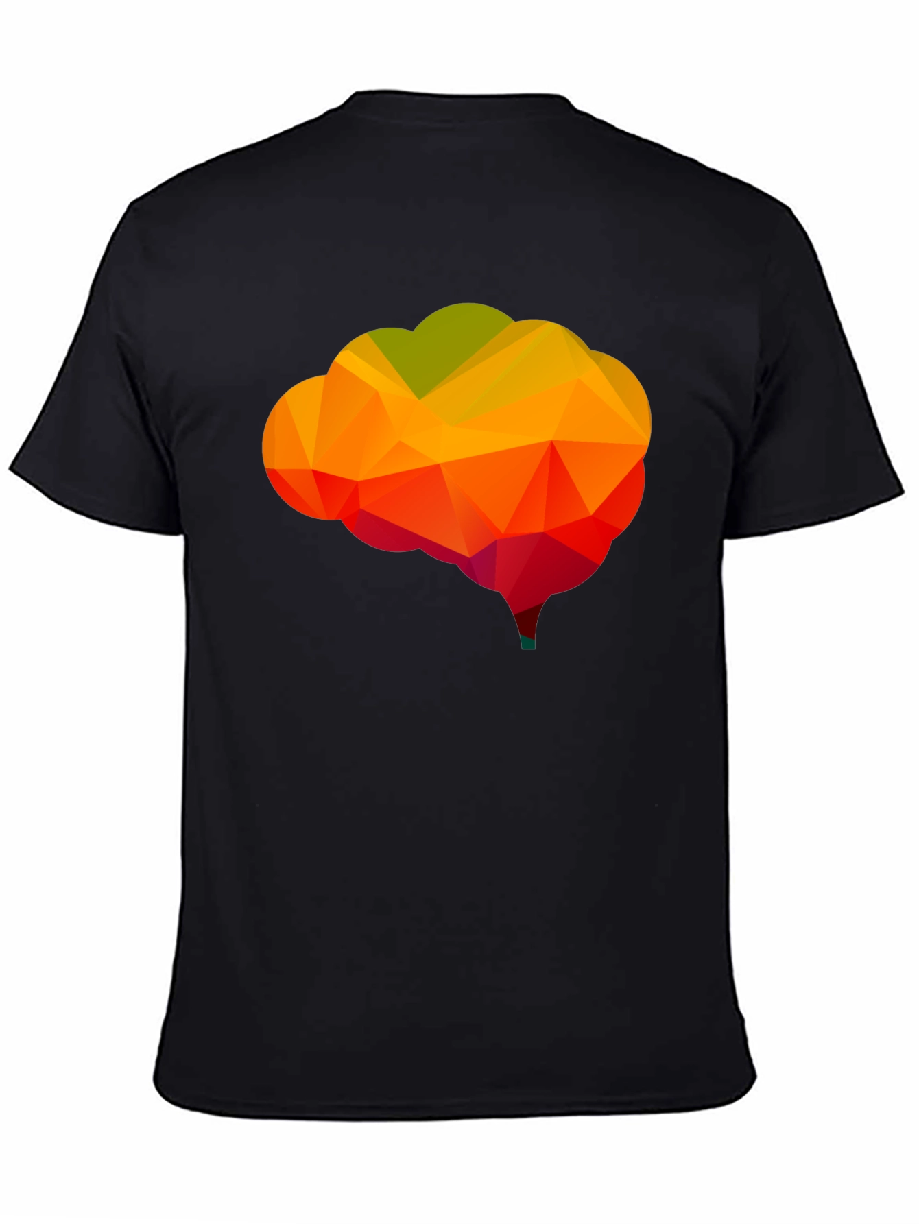 Black Geometric Brain Graphic Tee - Black Cotton Shirt view 4
