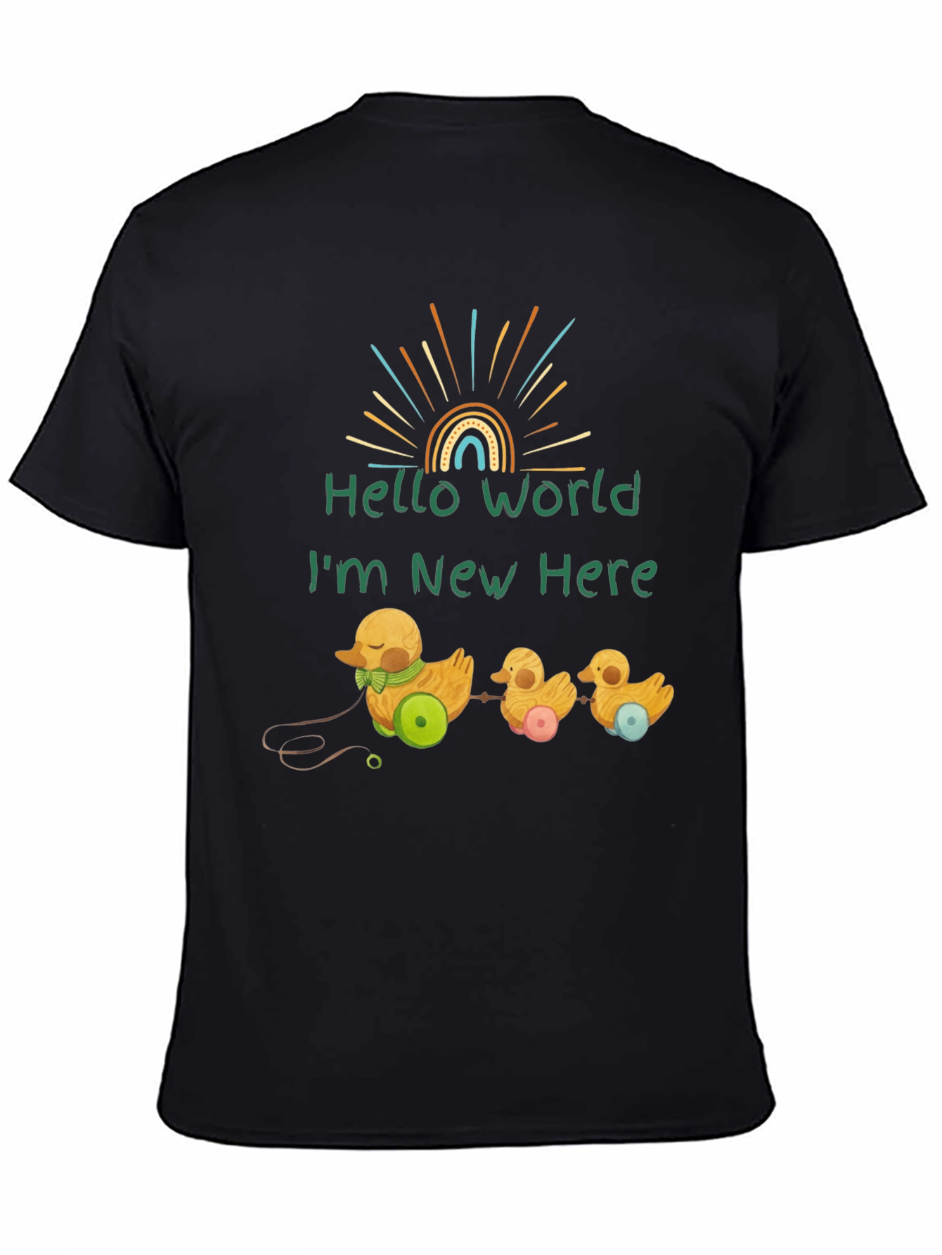 Black Hello World Duckling T-Shirt - Soft Cotton Tee view 4