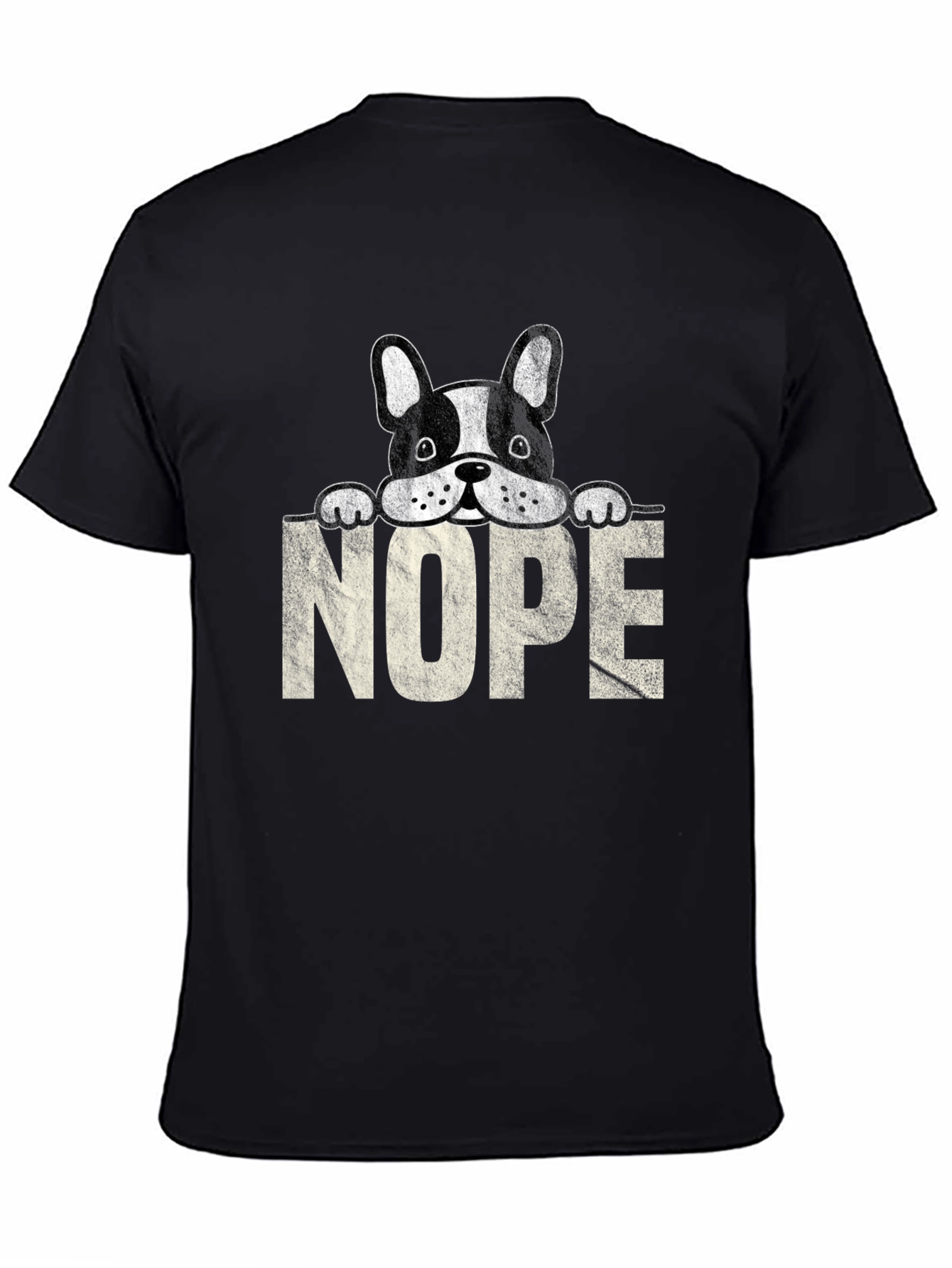 Black Nope Dog T-Shirt - Funny Graphic Tee view 4