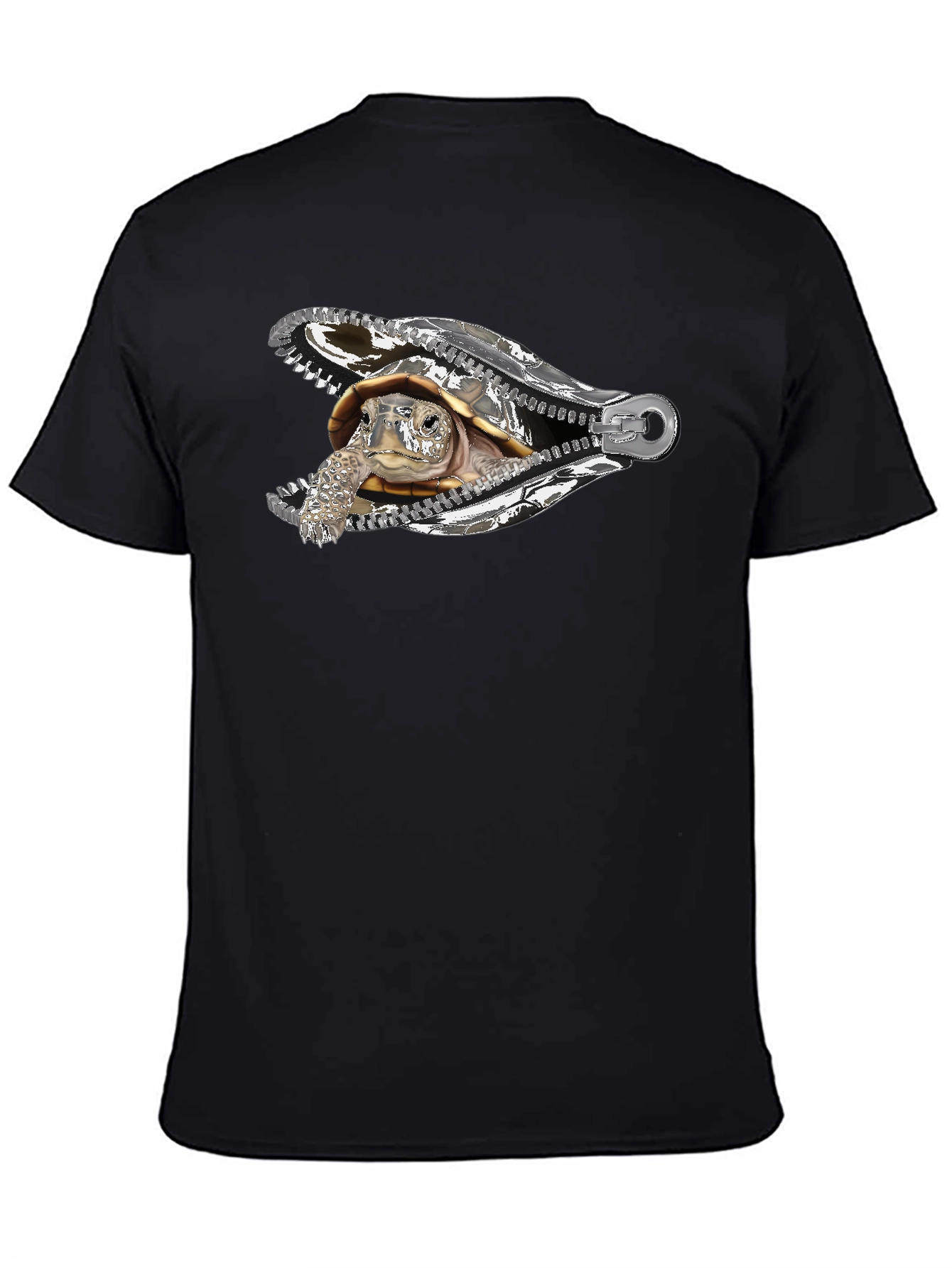Black Turtle Zipper T-Shirt - Unique Graphic Tee view 4