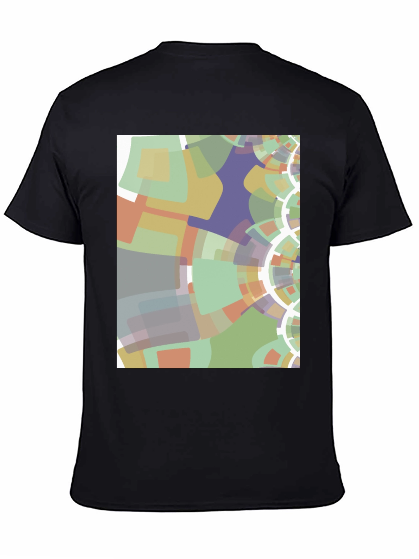 Black Abstract Geometric Graphic Print Black T-Shirt view 4