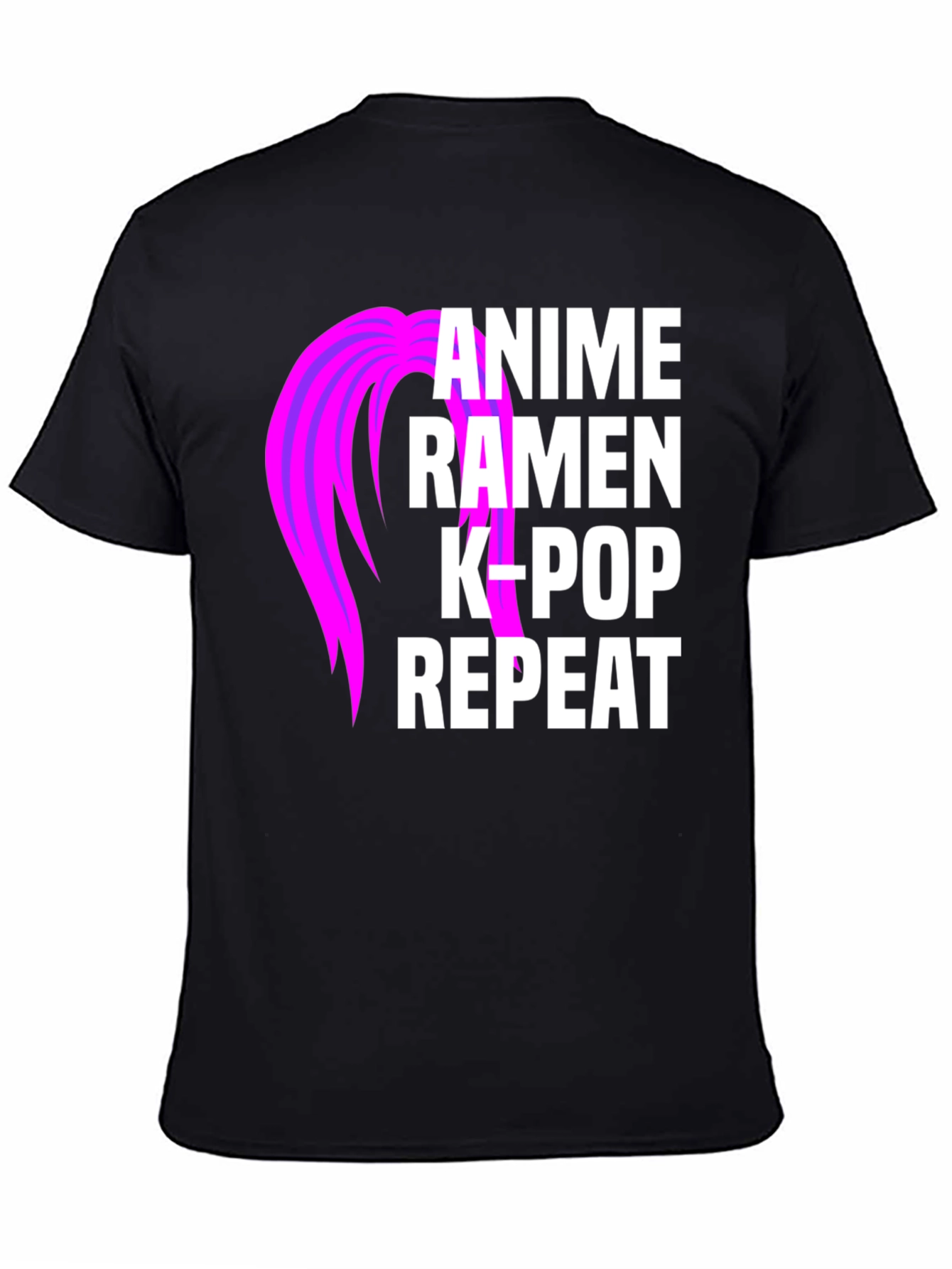 Black Anime Ramen K-Pop Repeat Graphic T-Shirt view 4