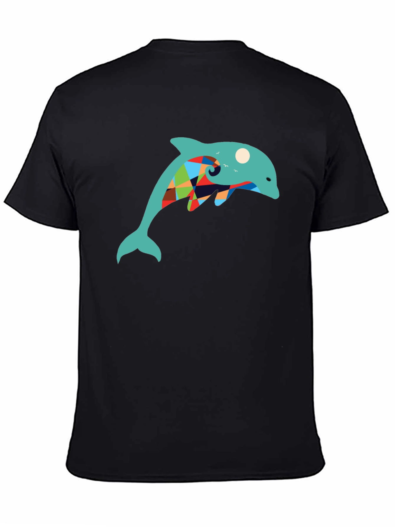 Black Dolphin Graphic Print Tee - Stylish Black T-Shirt view 4