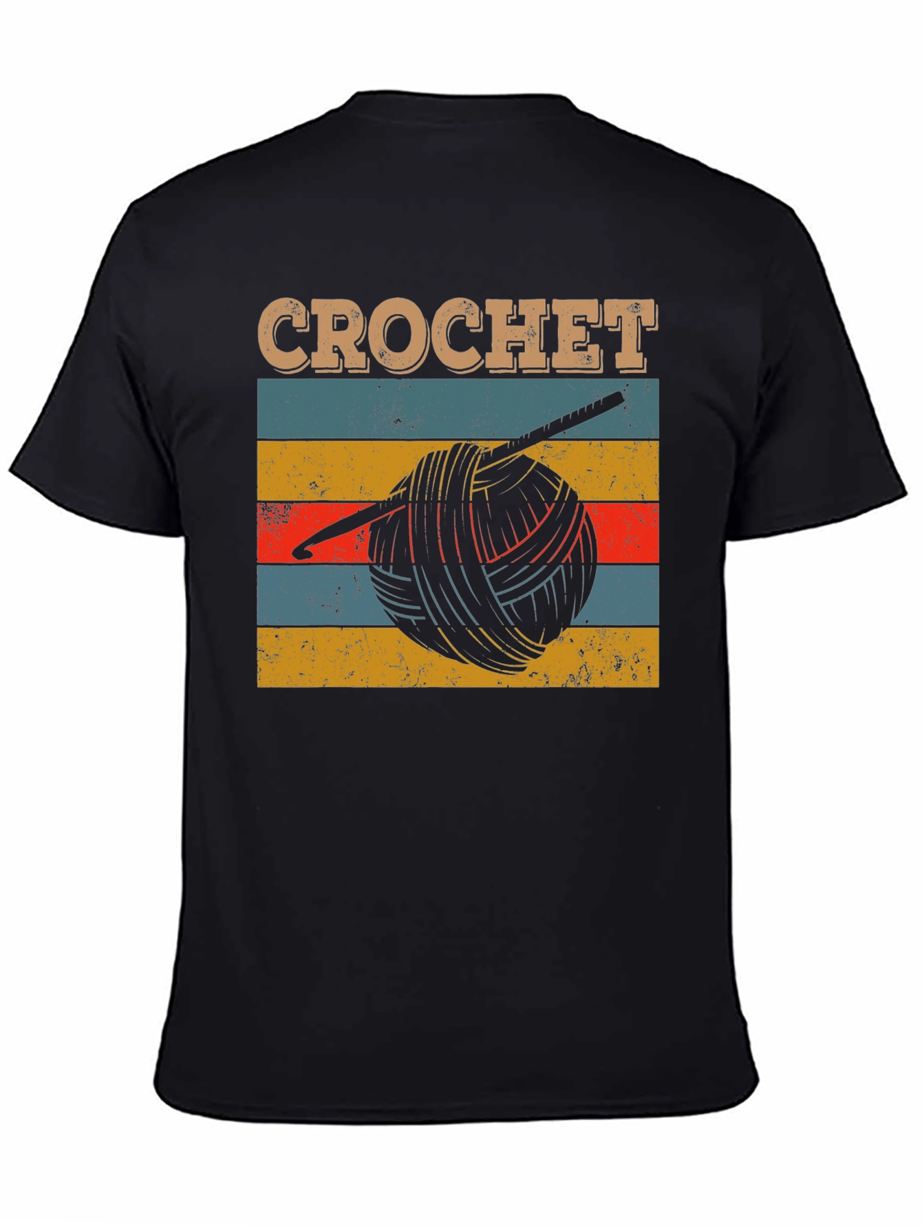 Black Vintage Crochet T-Shirt - Yarn and Hook Design view 4